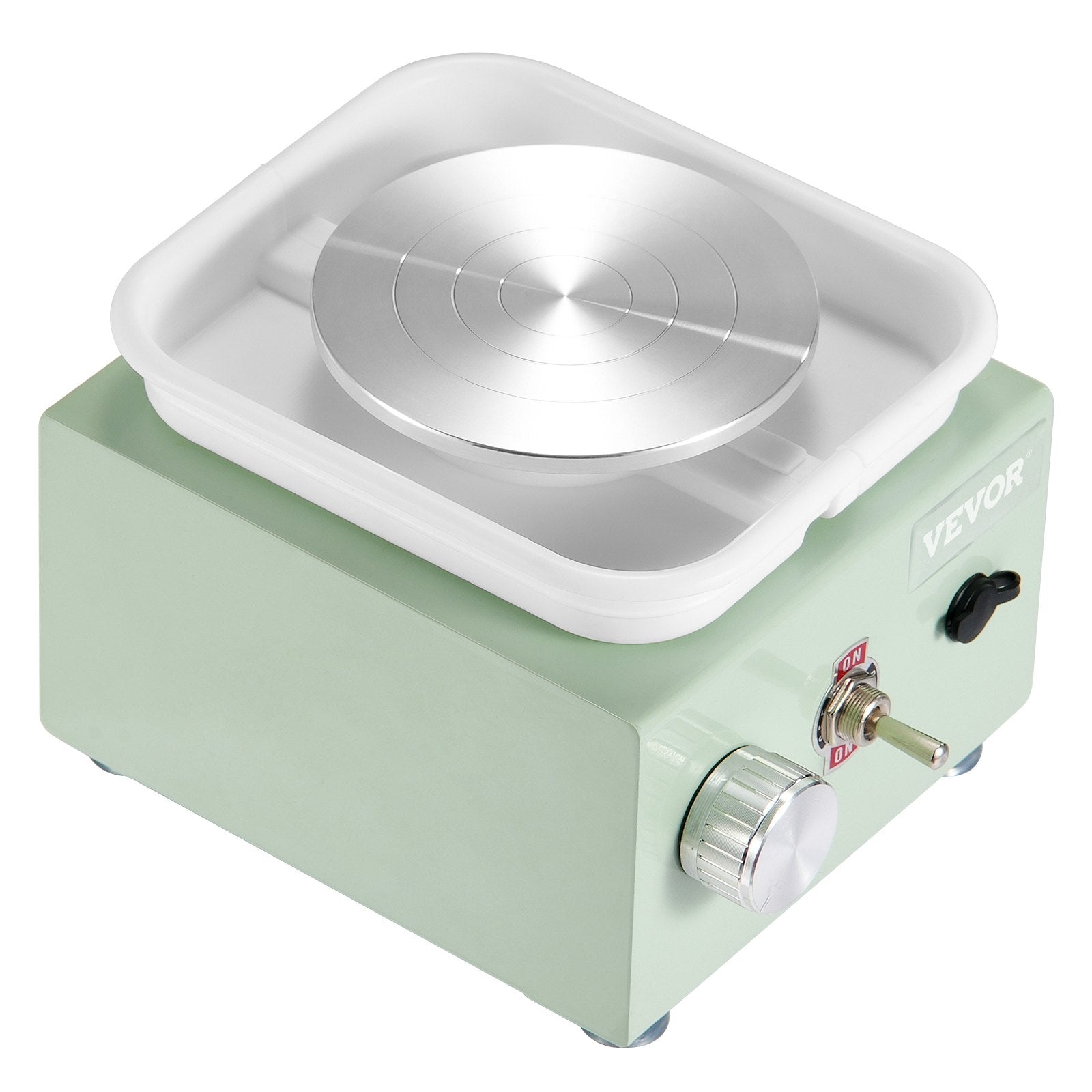 VEVOR Mini Pottery Wheel, 0-320RPM Adjustable Speed Detachable Basin Forming Machine, 2.56in/3.94in 2 Turntables Electric Ceramic Wheel Machine, 18pcs Accessories, for Art Craft Work Home DIY, Green
