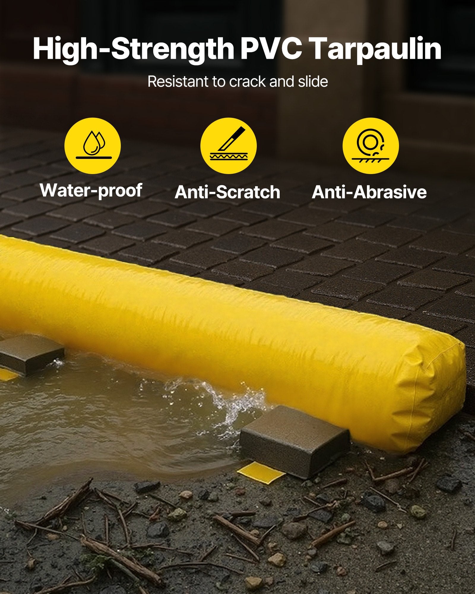 VEVOR Flood Barrier Hydro Barrier 12' Length x 12" Height for Water Diversion