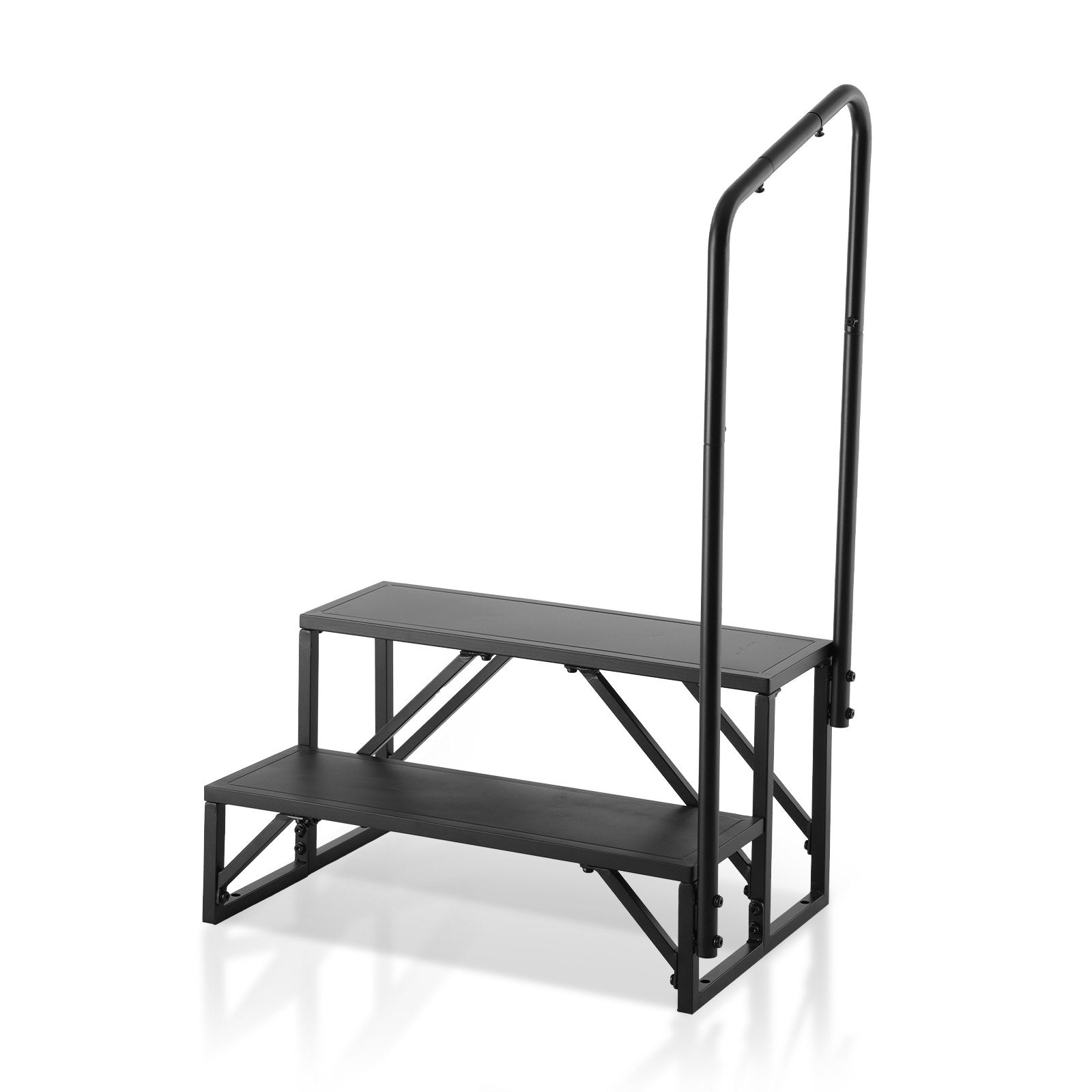 VEVOR RV Steps, 2-Step RV Stairs, 199.58KGS Load Capacity, Thickened Carbon Steel, With Handrail, Non-Slip Steps for Safe Entry and Exit, Suit for RV, Trailer, Camper Steps