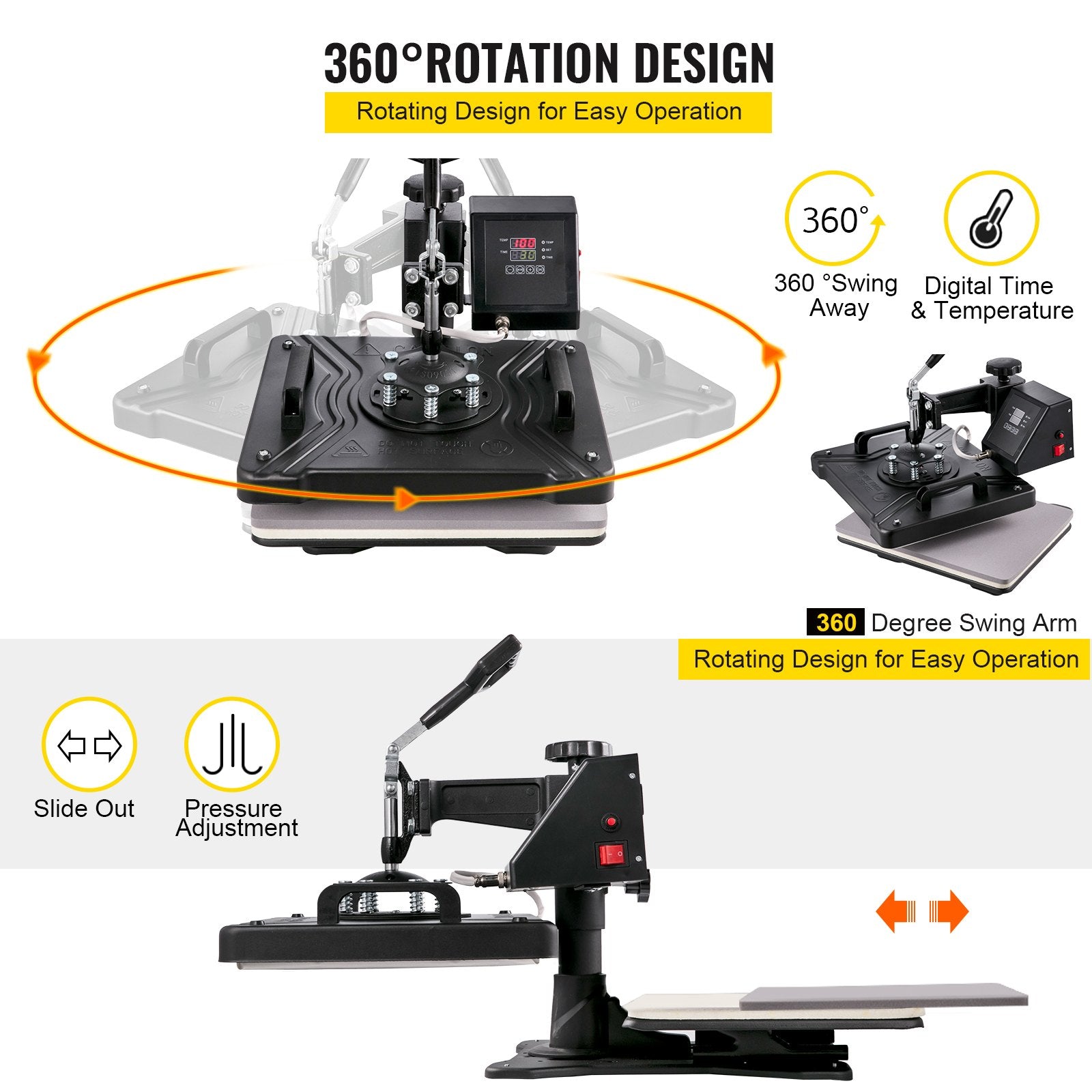 VEVOR 5 In1 12" X 15" 30 X 38cm Heat Transfer Press + 28 Inch Vinyl Cutter Machine Kit Software