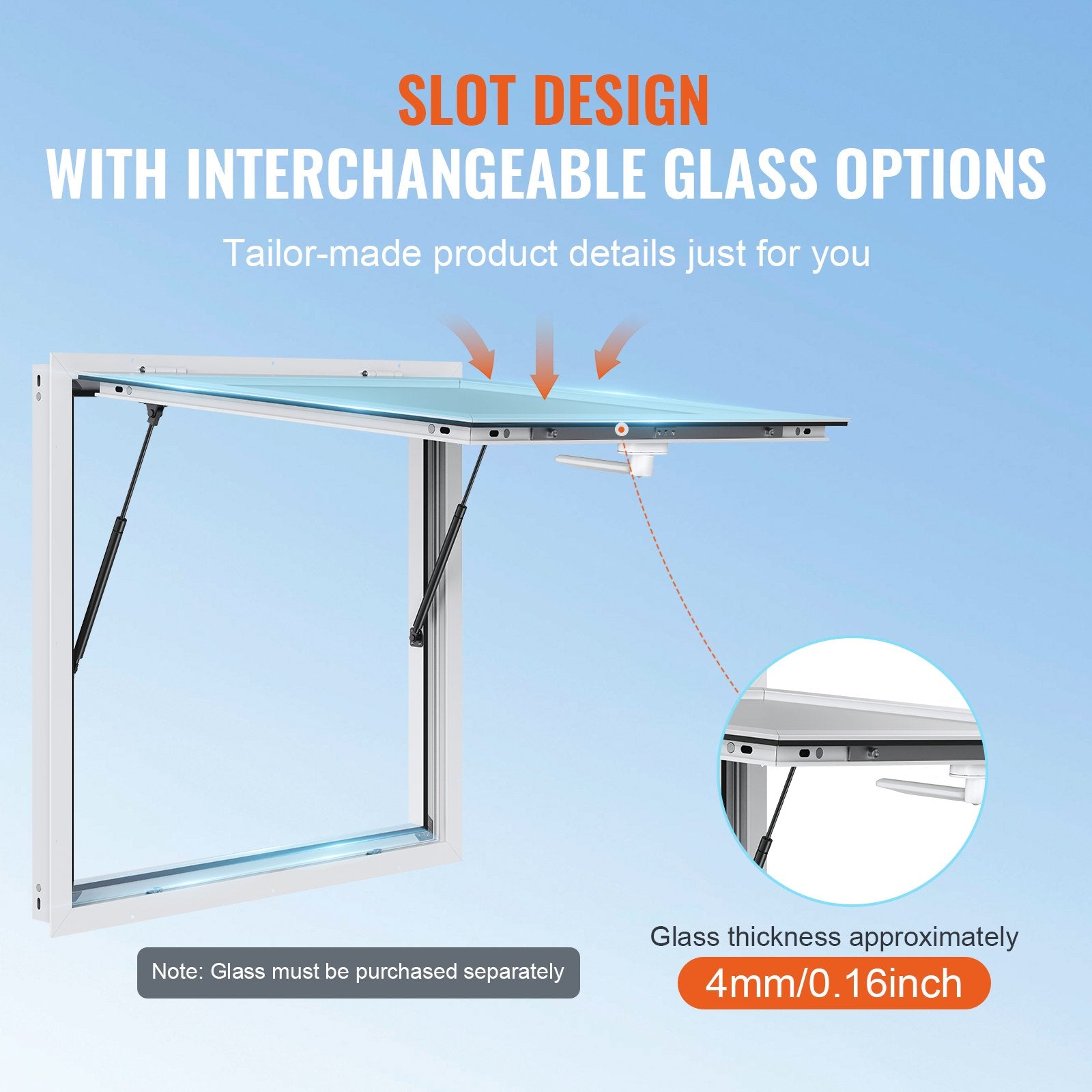 VEVOR Concession Window 91x91cm, Aluminum Alloy Food Truck Service Window with Awning Door & Drag Hook, Up to 85 Degrees Stand Serving Window for Food Trucks Concession Trailers, Glass Not Included