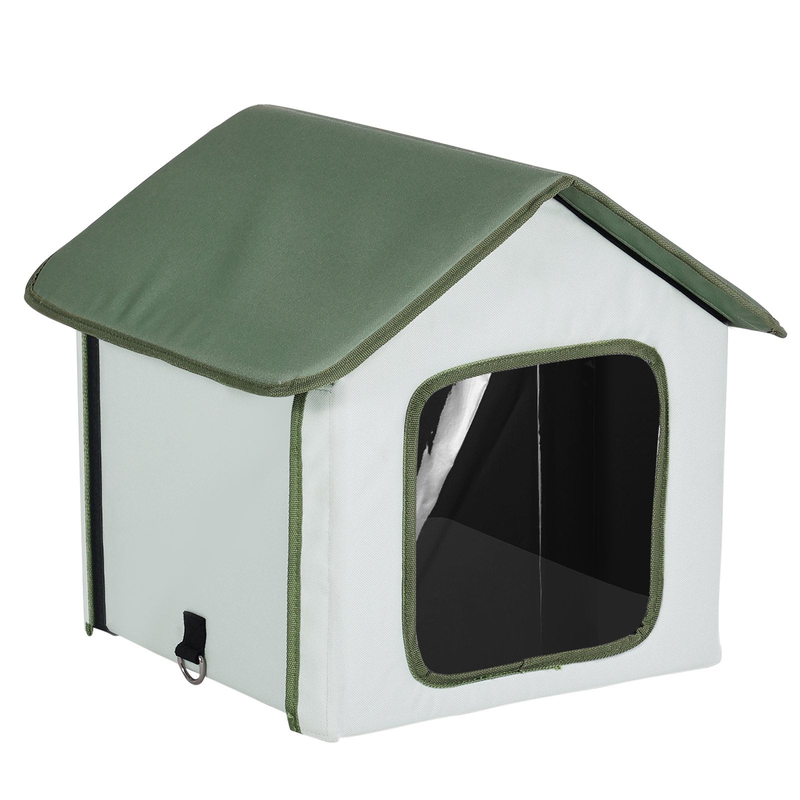 VEVOR Elevated Heated Cat House, Outdoor Kitty Shelter with Timer, 600D Oxford Cloth Foldable Cat Shelter with Heated Pad for Winter to Stay Warm and Cozy, Green Small