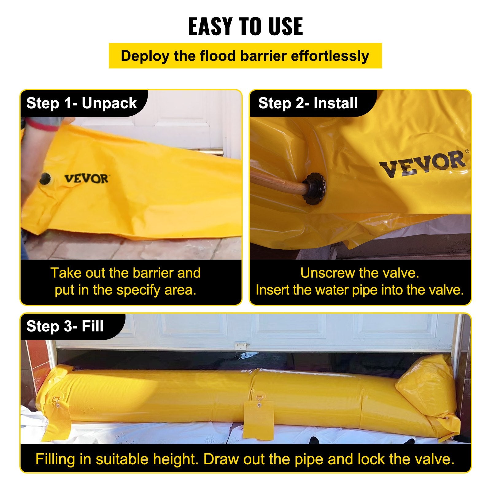 VEVOR Flood Barrier Hydro Barrier 24' Length x 6