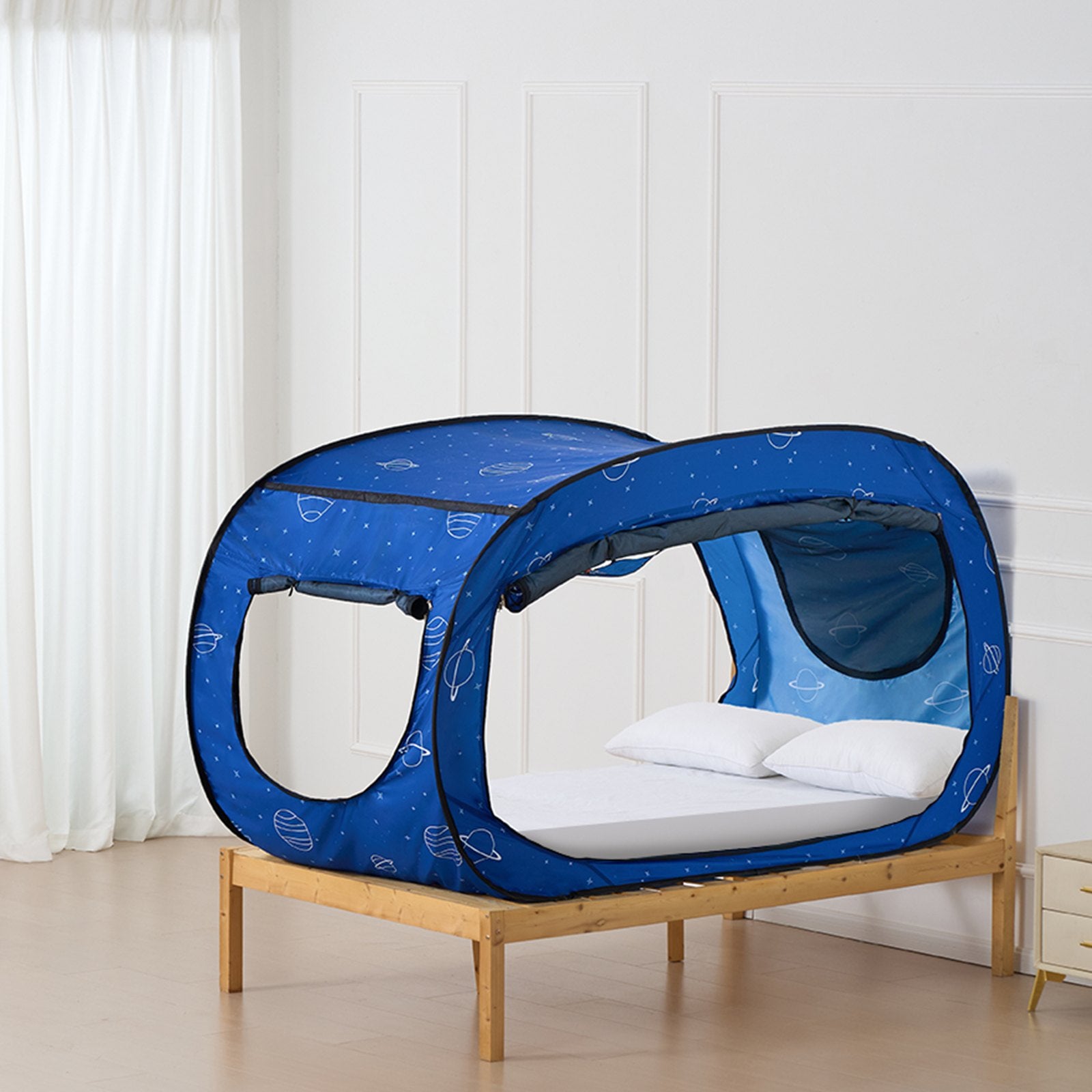 VEVOR Bed Tent, Pongee Fabric, 2 Doors Breathable Dream Tent with 8.5 mm Fiber Poles on Bed Privacy, Full Size Block out Light Sleeping Bed Canopy, Fit for Kids Playhouse and Adults Sleeping Tent
