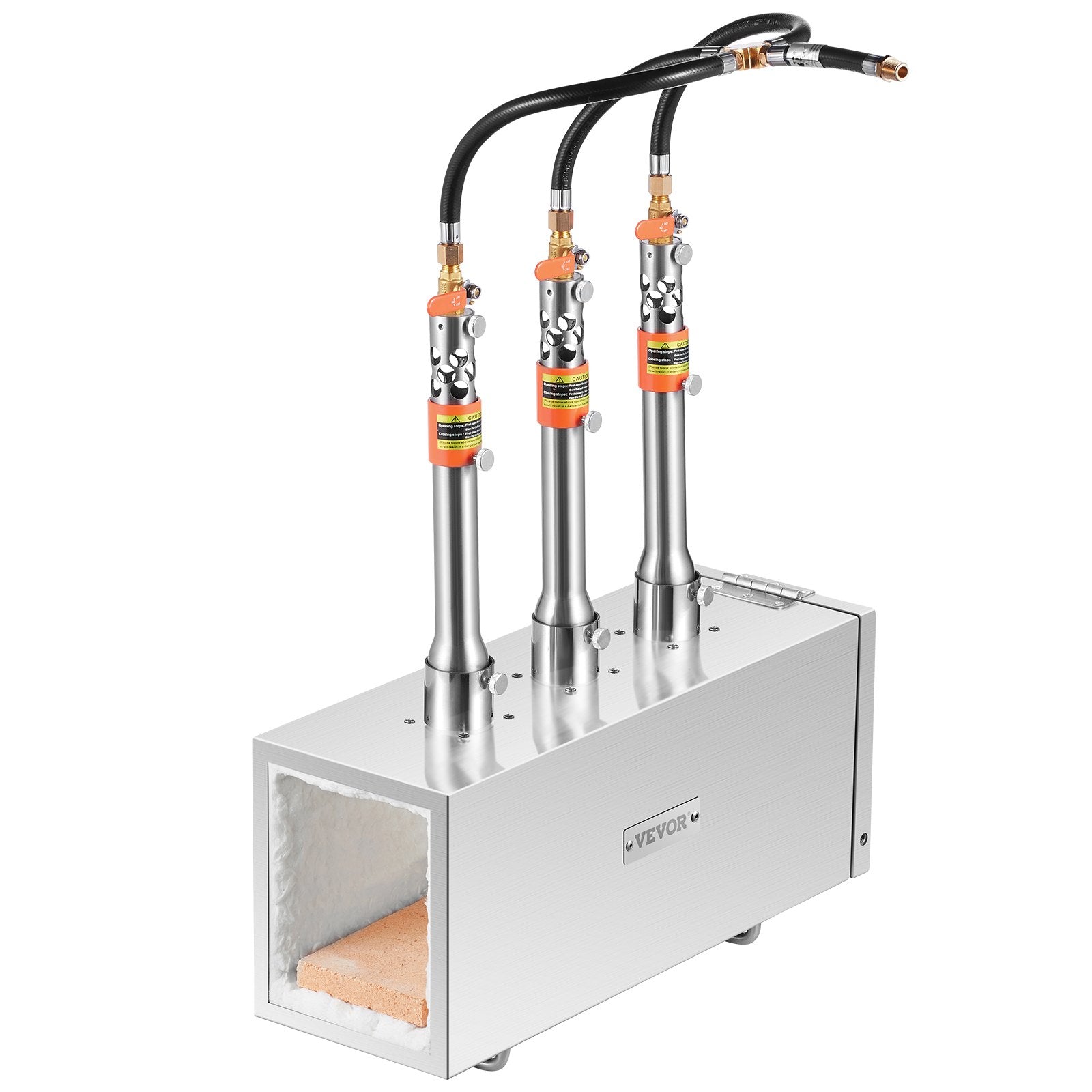VEVOR Portable Propane Forge, 3 Burner Farrier Forge, 2600℉ Tool and Knife Making Blacksmithing Gas Forge, Large Capacity Square Stainless Steel Gas Forging Tools and Equipment for Metal Forging