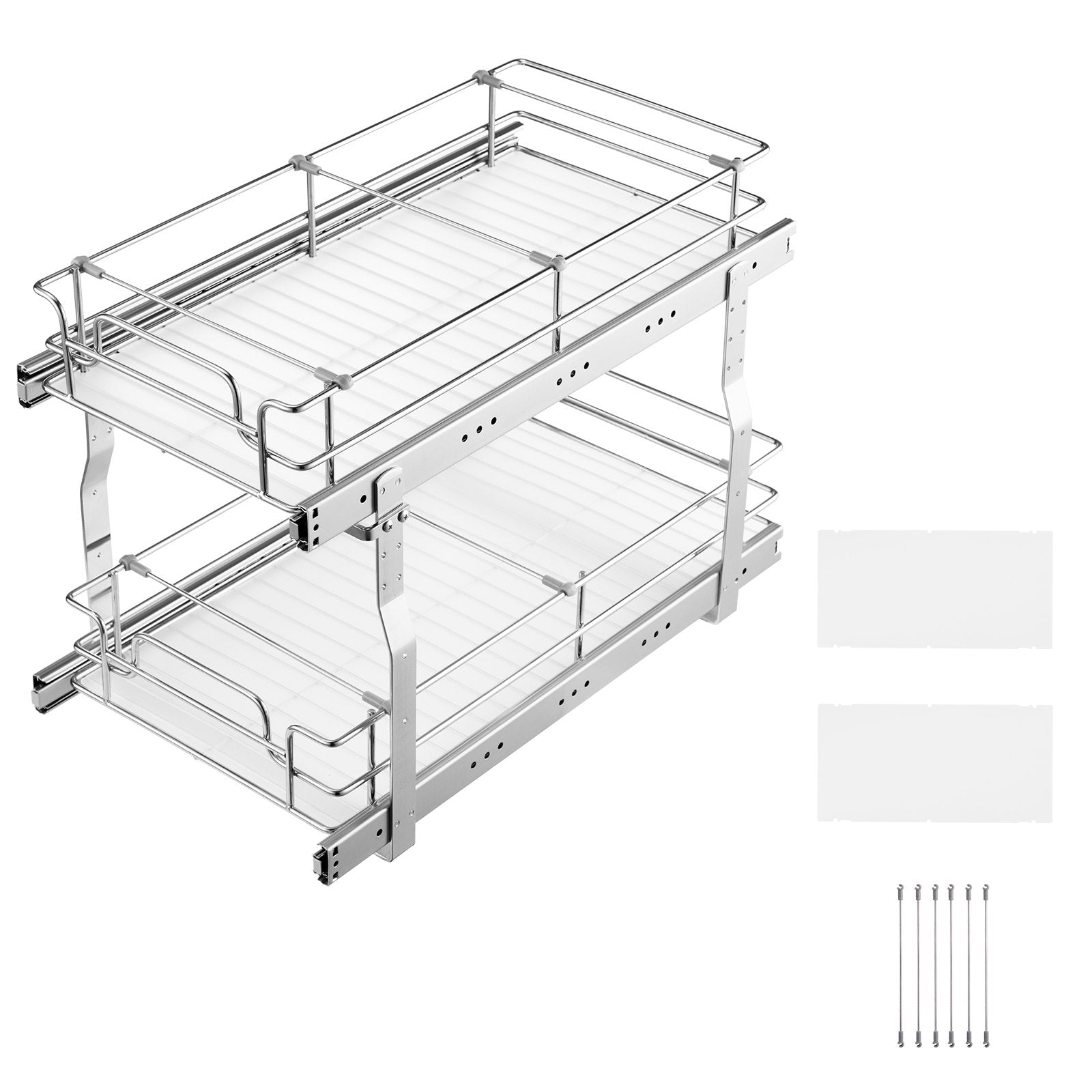 VEVOR 12"Wx21"Dx15"H Pull Out Cabinet Organizer, Heavy Duty Slide Out Pantry Shelves, Steel Roll Out Drawers, Sliding Drawer Storage for Home Under Sink, 13.5"Wx22"Dx18"H Install Size for Cabinet