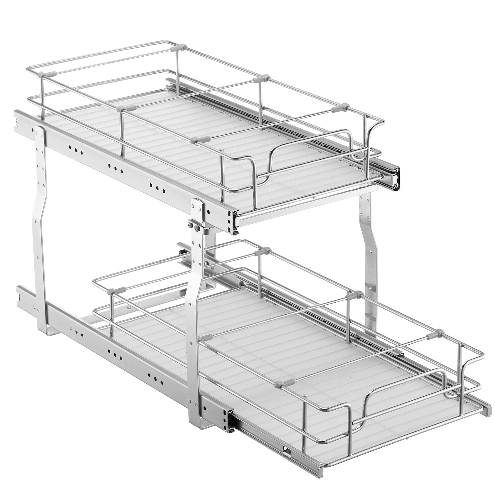 VEVOR 12"Wx21"Dx15"H Pull Out Cabinet Organizer, Heavy Duty Slide Out Pantry Shelves, Steel Roll Out Drawers, Sliding Drawer Storage for Home Under Sink, 13.5"Wx22"Dx18"H Install Size for Cabinet