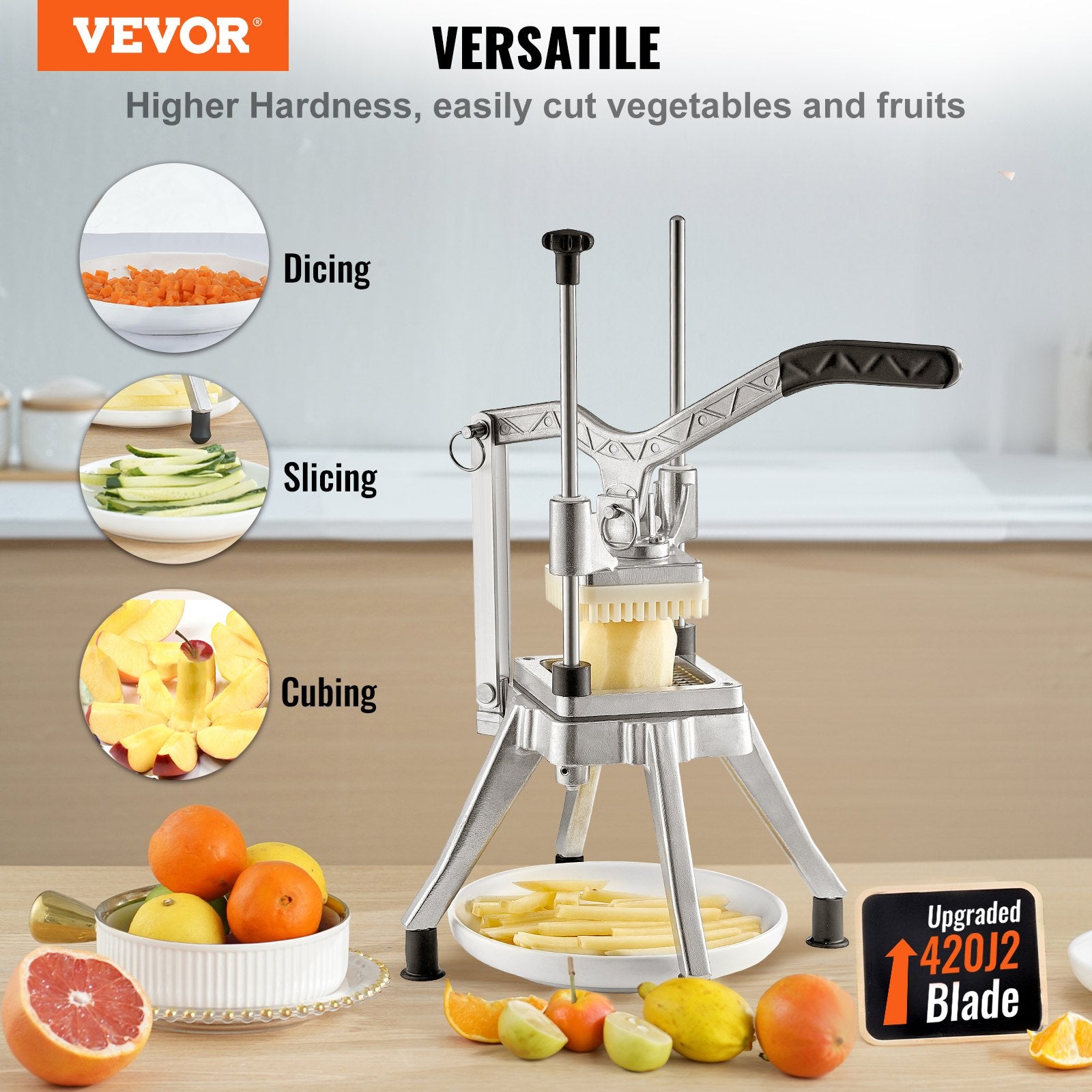 VEVOR Commercial Chopper Commercial Vegetable Chopper with 4 Blades Fruits Dicer