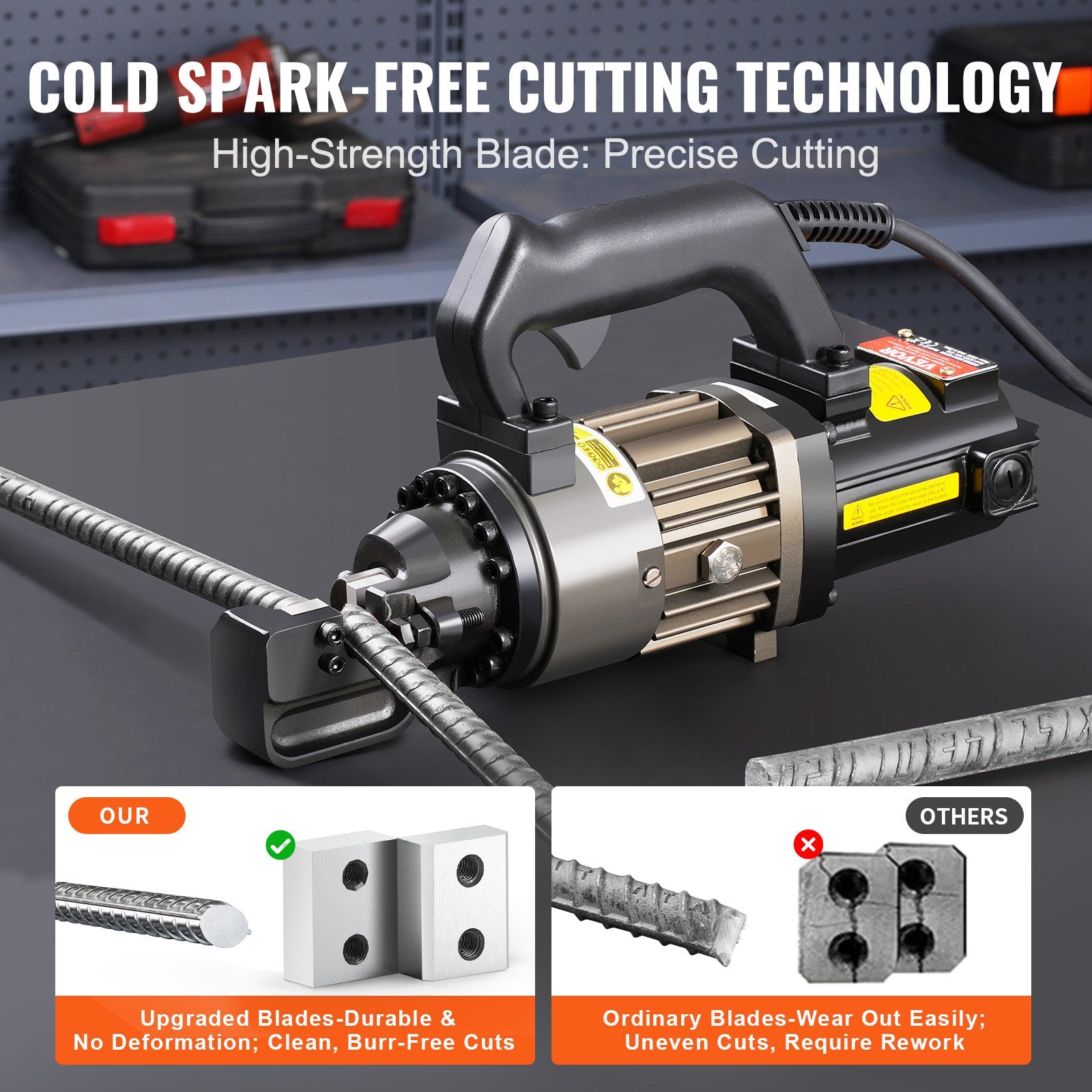 VEVOR Electric Hydraulic Rebar Cutter, 1000W Portable Rebar Cutter, Cutting up to 5/8 Inch 4-16mm #5 Rebar within 2 Seconds, High Power Steel Rebar Cutter with Oil Can Rich Accessories,Black RC-16