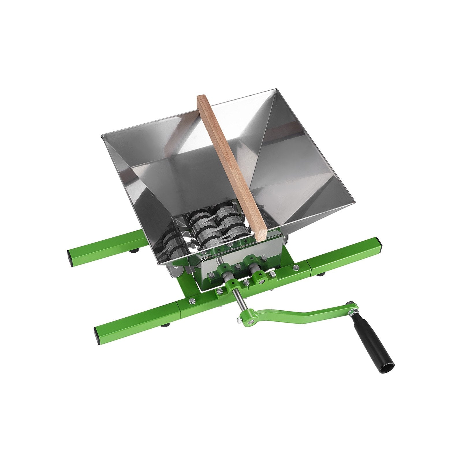 VEVOR 1.8 Gal/7L Fruit and Apple Crusher, Large Manual Grinder, Stainless Steel Fruit Scratter Pulper for Wine Cider Apple Grape Pressing, with Roller Handle for Kitchen Home, Green