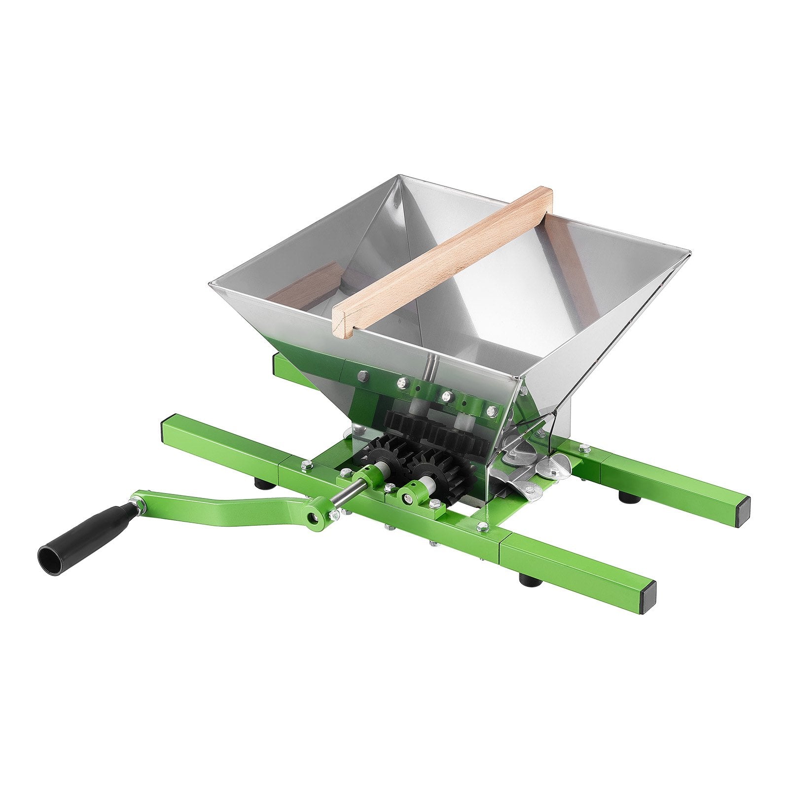 VEVOR 1.8 Gal/7L Fruit and Apple Crusher, Large Manual Grinder, Stainless Steel Fruit Scratter Pulper for Wine Cider Apple Grape Pressing, with Roller Handle for Kitchen Home, Green