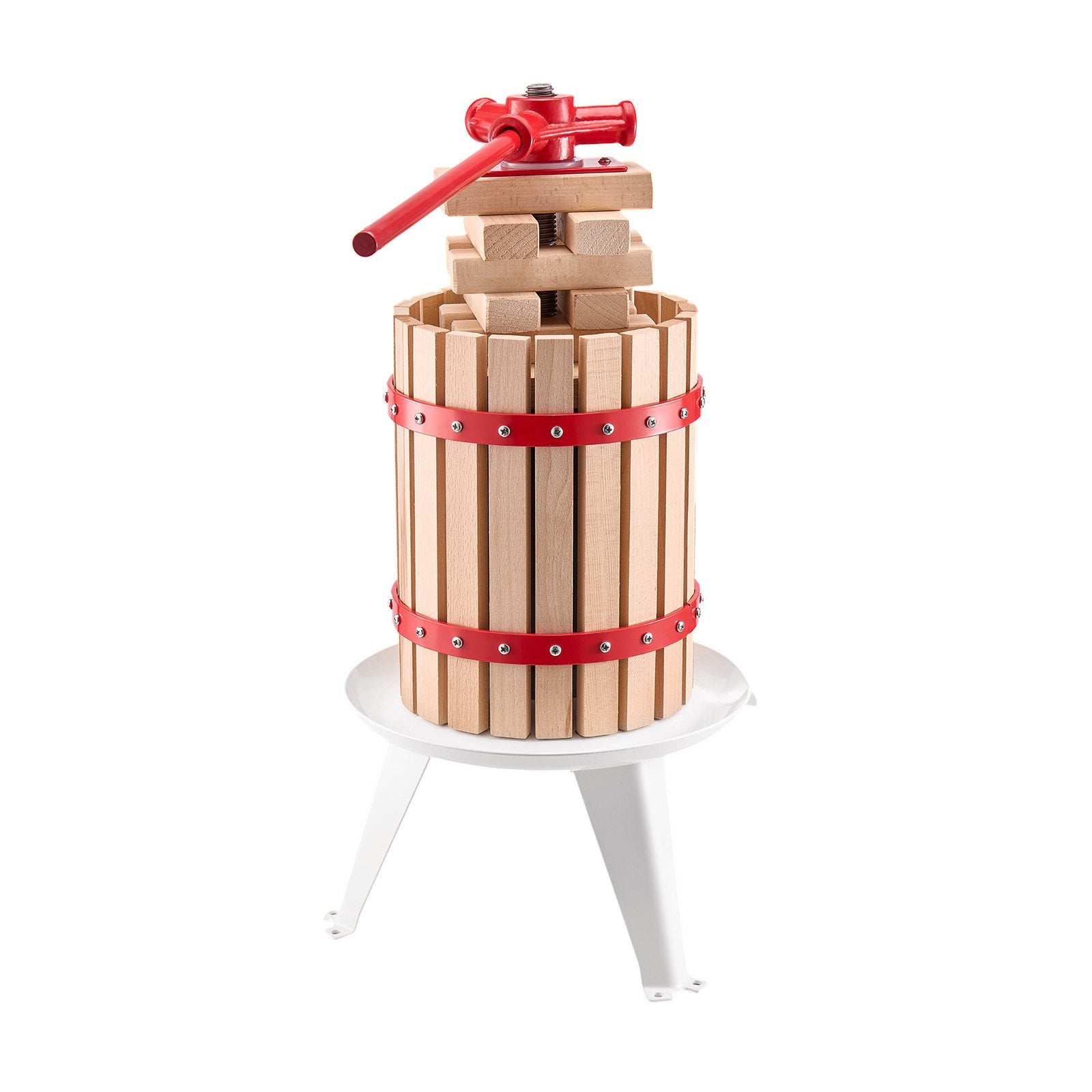 VEVOR 1.6 Gal/6L Fruit Wine Press, Solid Wood Basket with 8 Blocks, Heavy Duty Manual Juice Maker, Cider Apple Grape Tincture Honey Olive Oil Making Press with Handle for Kitchen, Home