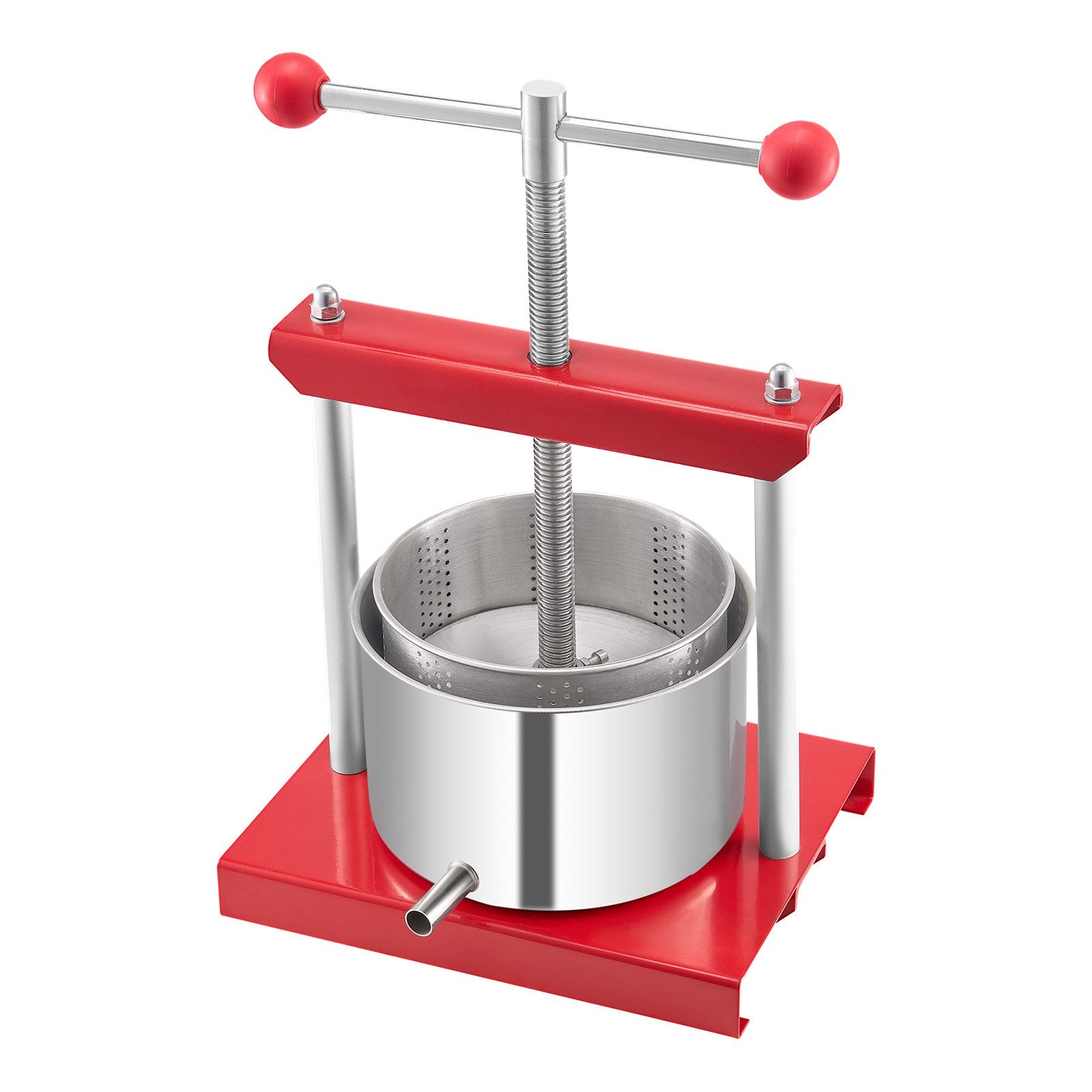 VEVOR 0.8 Gal/3L Fruit Wine Press, 2 Stainless Steel Barrels, Manual Juice Maker, Cider Apple Grape Tincture Honey Olive Oil Making Press with T-Handle for Outdoor Kitchen Home