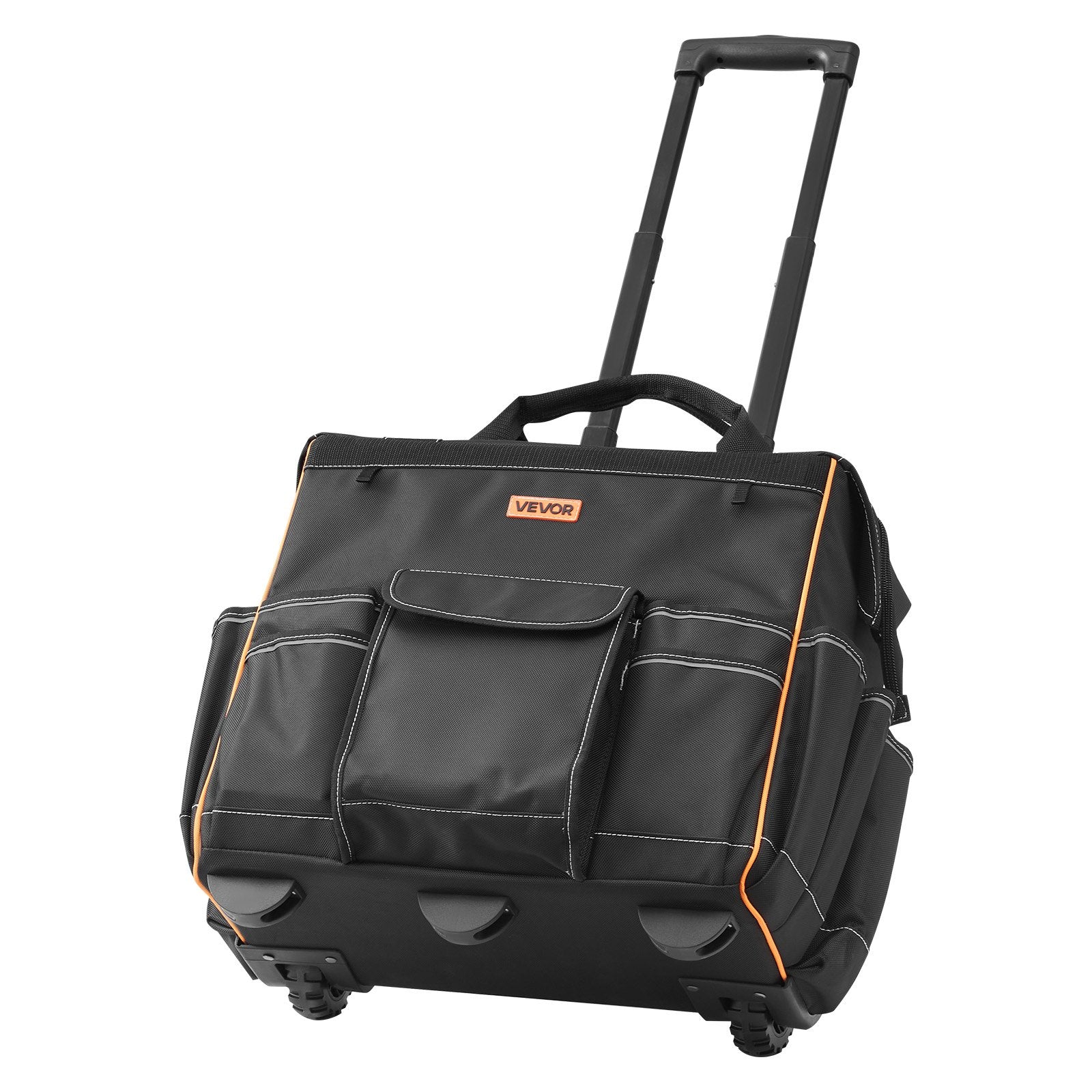 VEVOR Rolling Tool Bag, 110 lbs Load Capacity, 25 Pockets Heavy Duty Roller Tool Bag with Adjustable Telescoping Handle & Stable Base, Toolbag Organizers with Wheels for Electrician, Construction