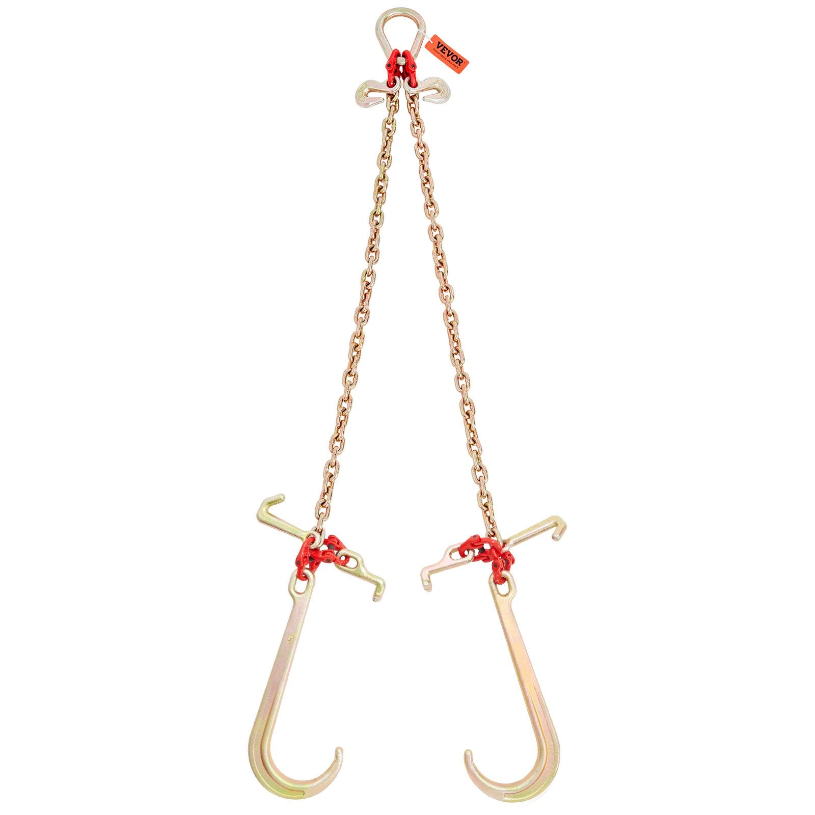 VEVOR V-Chain Bridle, 4364 kg Working Load Limit, 8 x 914.4 mm G80 Tow Chain with RTJ Cluster Hooks, DOT Certified, Galvanized Coating Manganese Steel & D-Shackle, for Lifting & Moving Activities