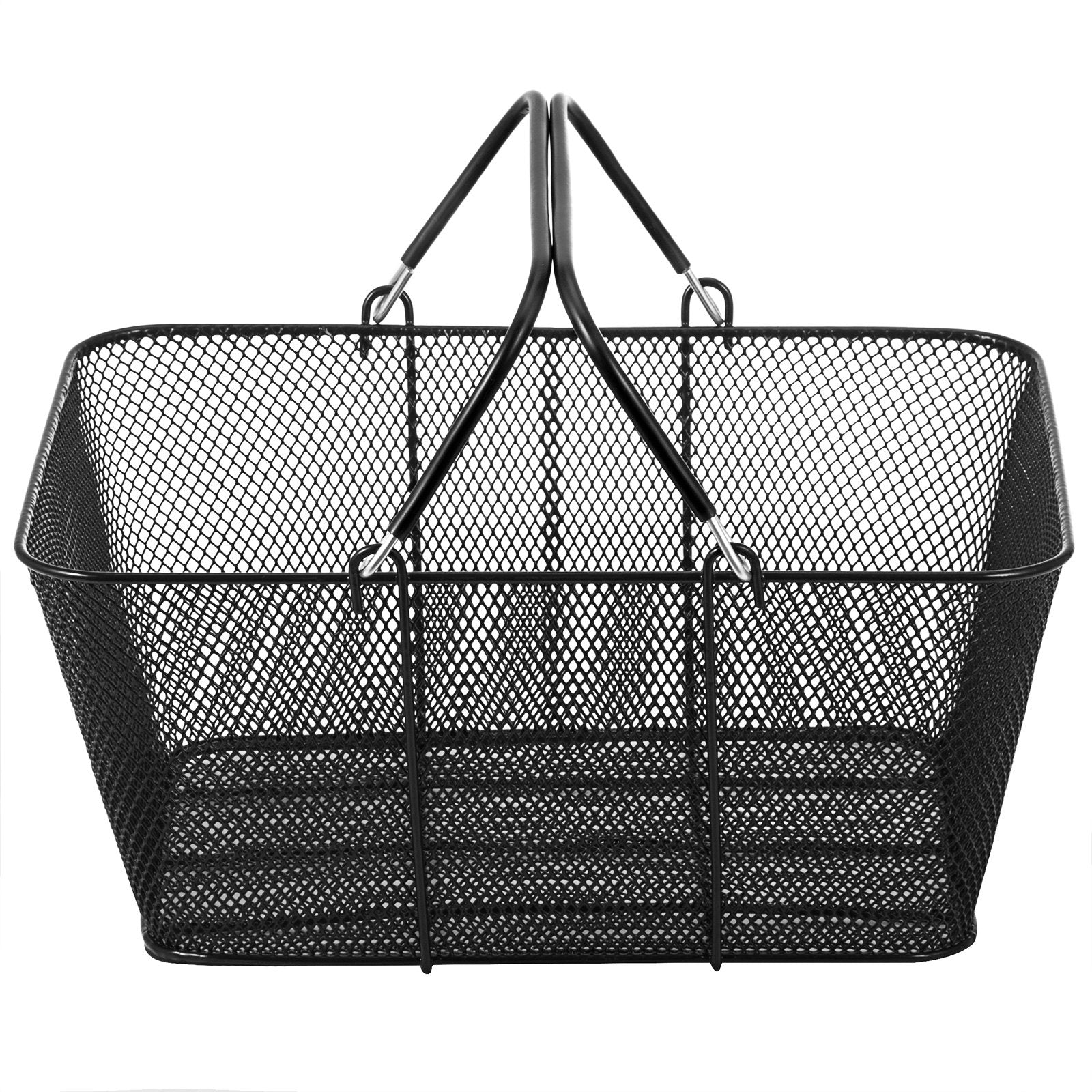 VEVOR Shopping Baskets with Handles, 12PCS, Black Metal Shopping Basket, Portable Wire Shopping Basket, Black Wire Mesh shopping Basket Set for Supermarkets, Retail Stores, Grocery Shopping, Black