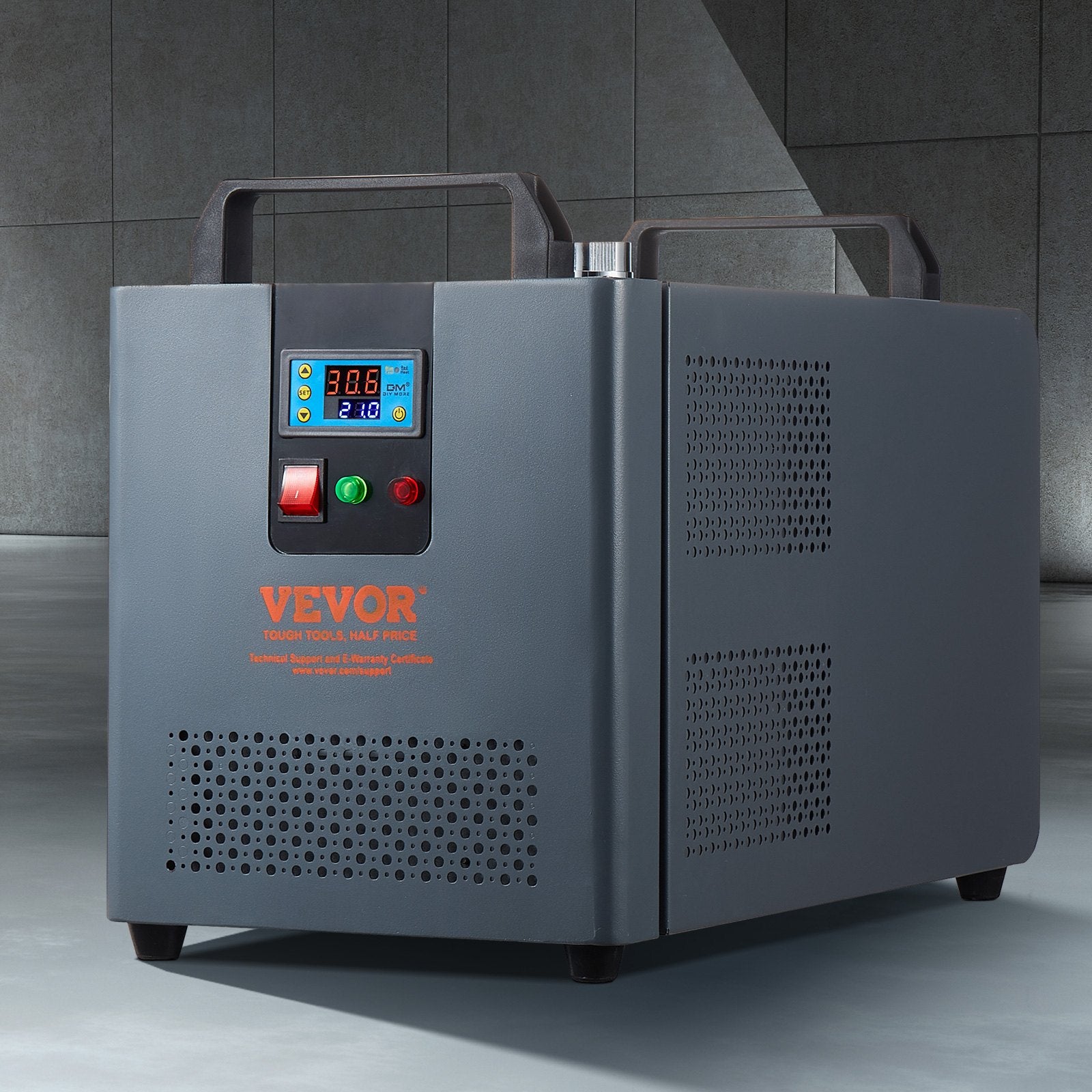 VEVOR Industrial Water Chiller, KH-6000, 200W Industrial Water Cooler Cooling System with Compressor 12 L Water Tank Capacity 7.8 L/min Max Flow Rate, for CO2 Laser Engraving Machine Cooling Machine