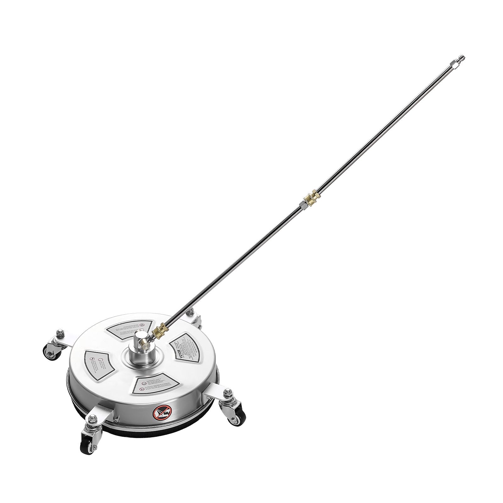 VEVOR 14" Pressure Washer Surface Cleaner, Stainless Steel Pressure Washer Attachments with 4 Wheels, 4000 Max PSI, 1/4 Quick Connector, 2 Spray Nozzles, 2 Extended Wands for Concrete, Patio, Deck