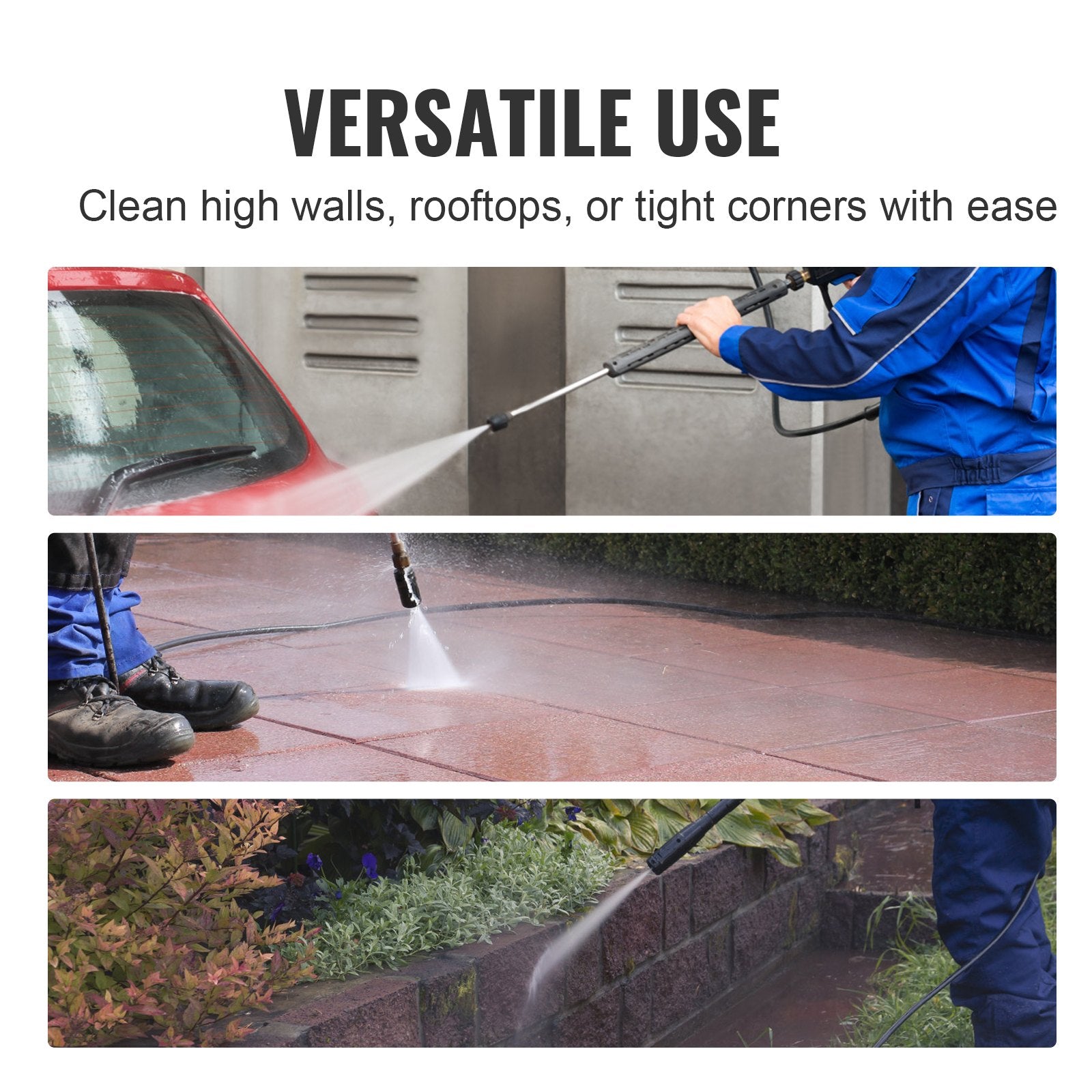 VEVOR 50 FT 3600 PSI High Pressure Power Washer Hose 1/4" Quick Connection