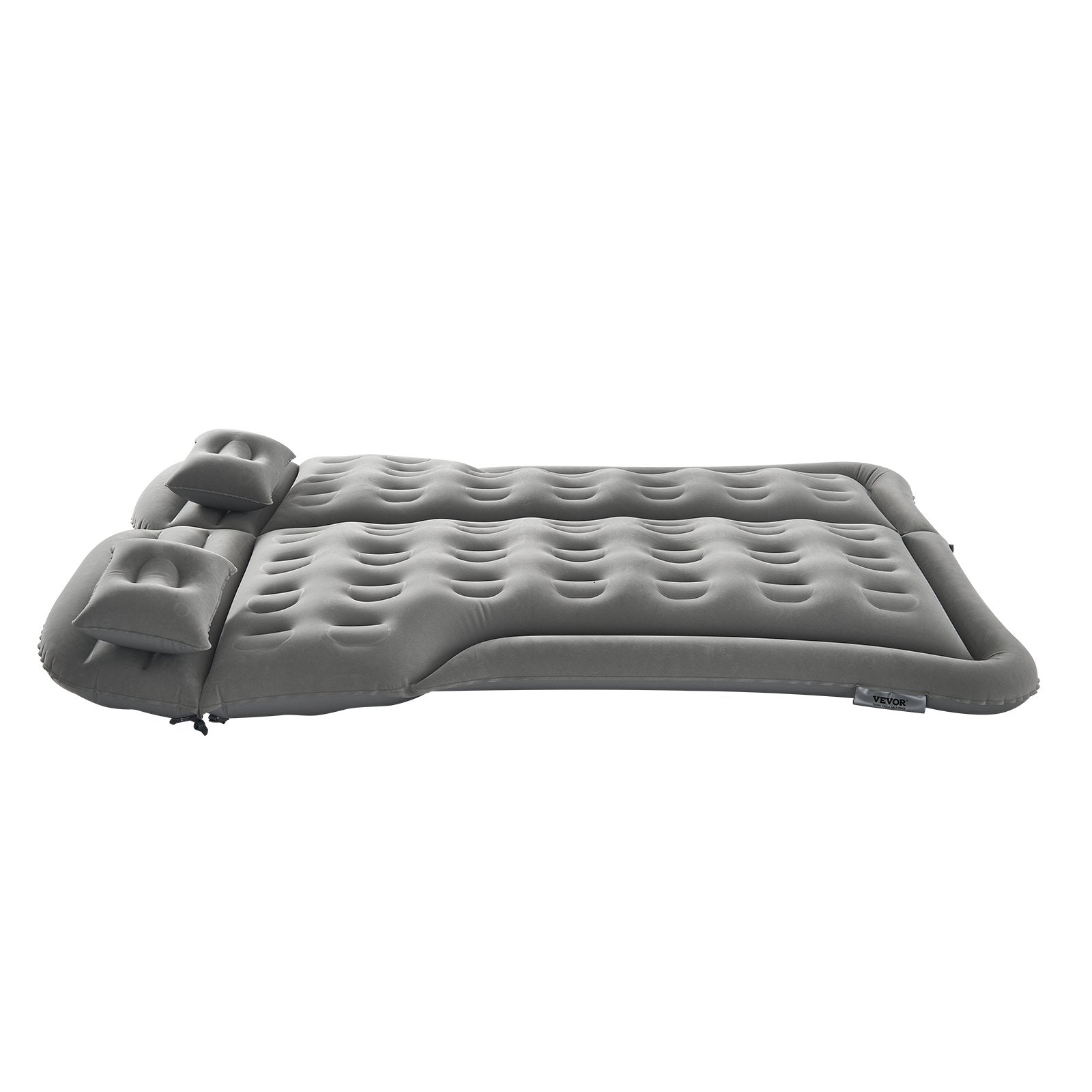 VEVOR Car Air Mattress, Inflatable Car Camping Mattress, Flocking Thickened Travel Beds, Comfortable and Durable Portable Sleeping Pad with Air Pump, Nozzle, Carry Bag, Fits Most SUV MPV Sedan, Gray