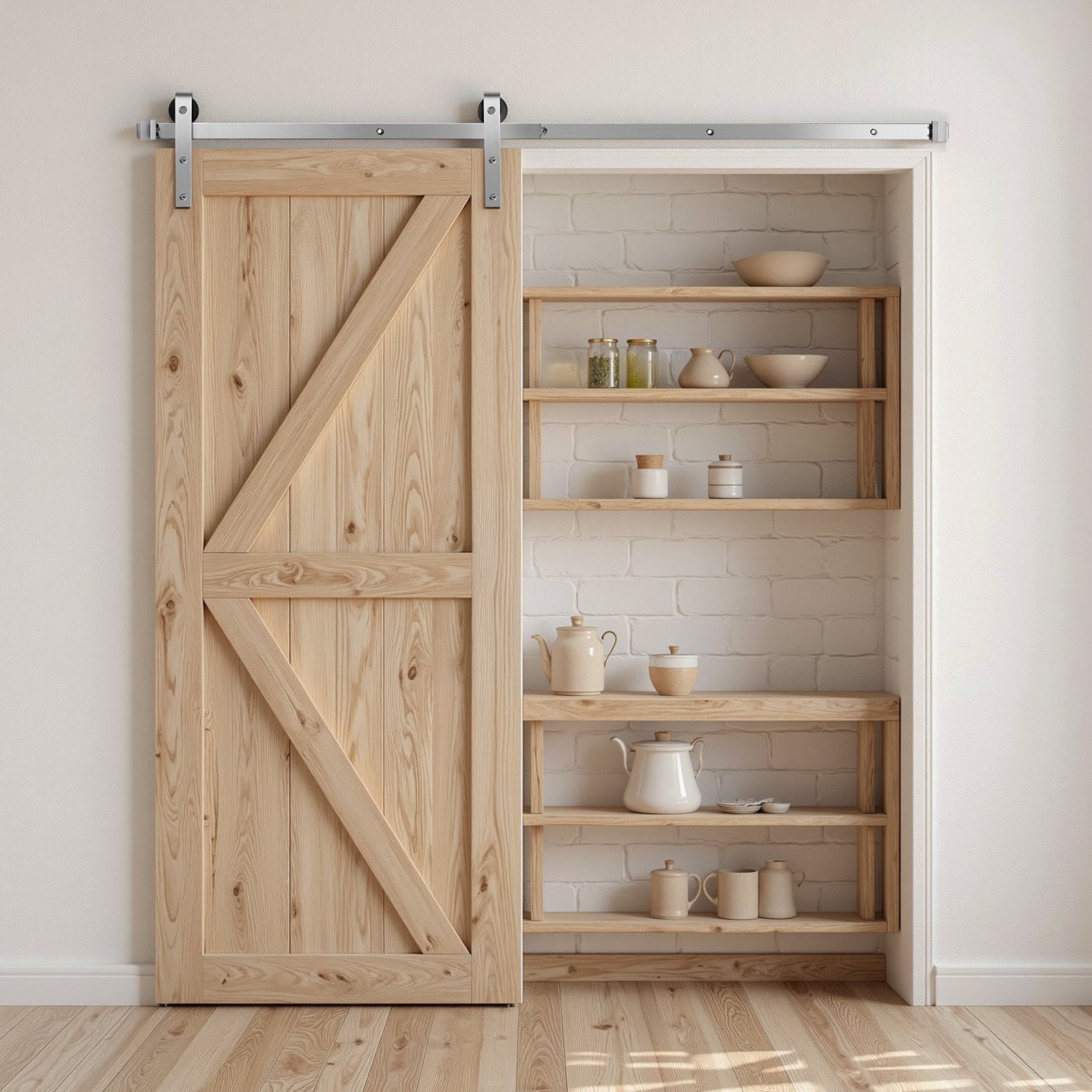 VEVOR 2000 mm Sliding Barn Door Hardware Kit for Single Sliding Barn Door Silver