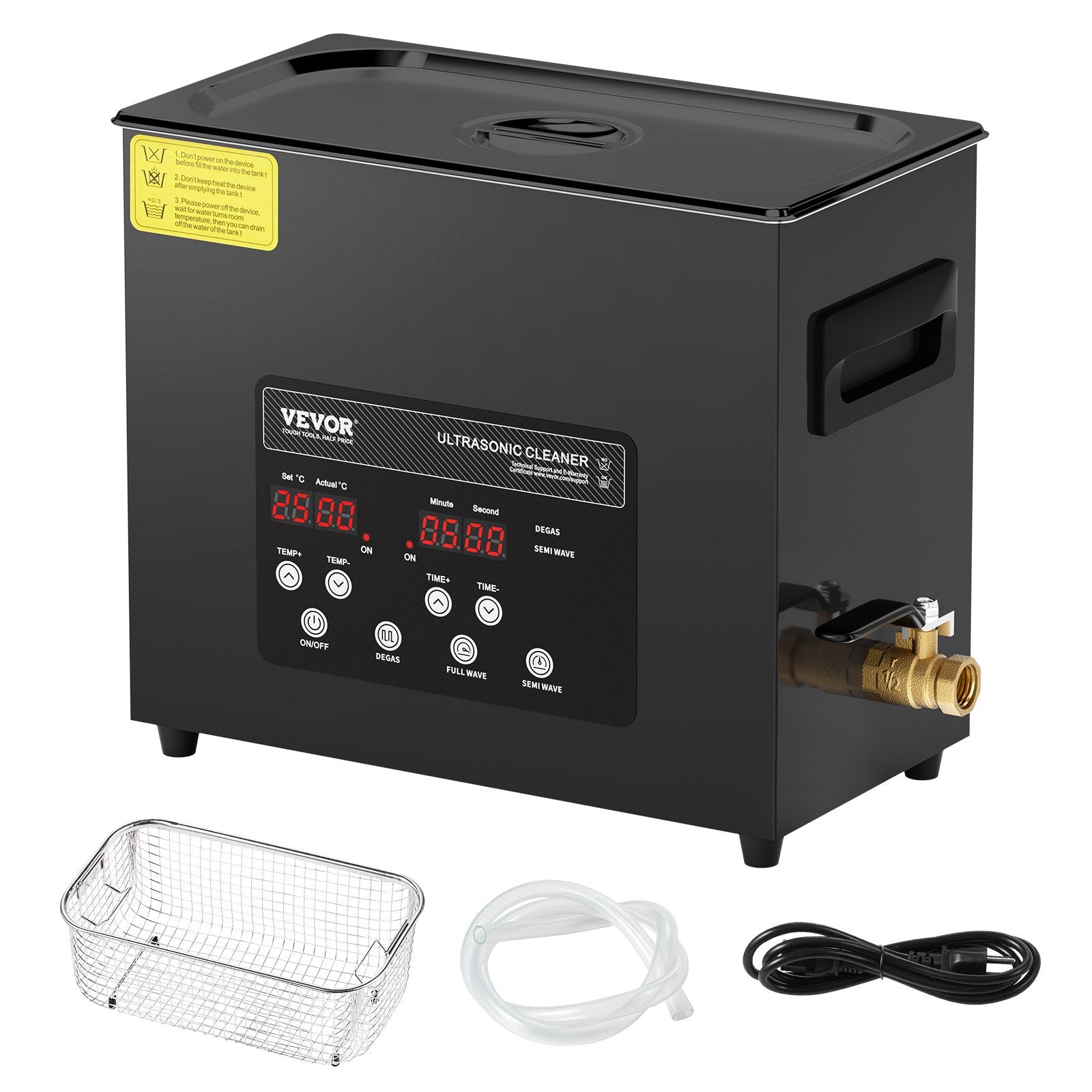 VEVOR 6L Ultra Sonic Cleaner, 180W Digital Ultrasonic Cleaning Machine with Gentle Mode & Upgraded Degassing, 40kHz Industrial Ultrasound Cleaner with Heater & Timer for Retainer, Jewelry, Tools