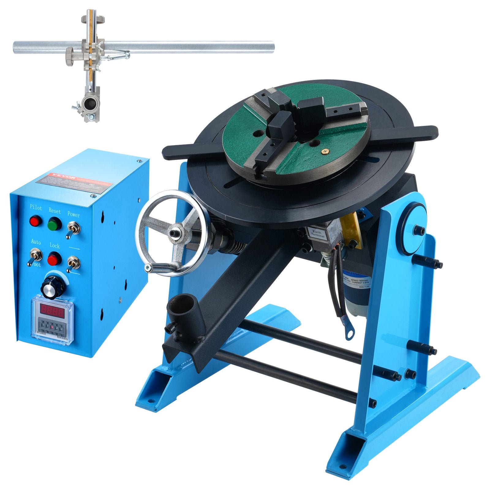 VEVOR Rotary Welding Positioner 30KG, 0-90° Welding Positioning Turntable Table 1-12RPM 80W, with 12.4 Inch 3-Jaw Lathe Chuck & Welding Torch Stand Holder for Cutting, Grinding, Assembly, Testing
