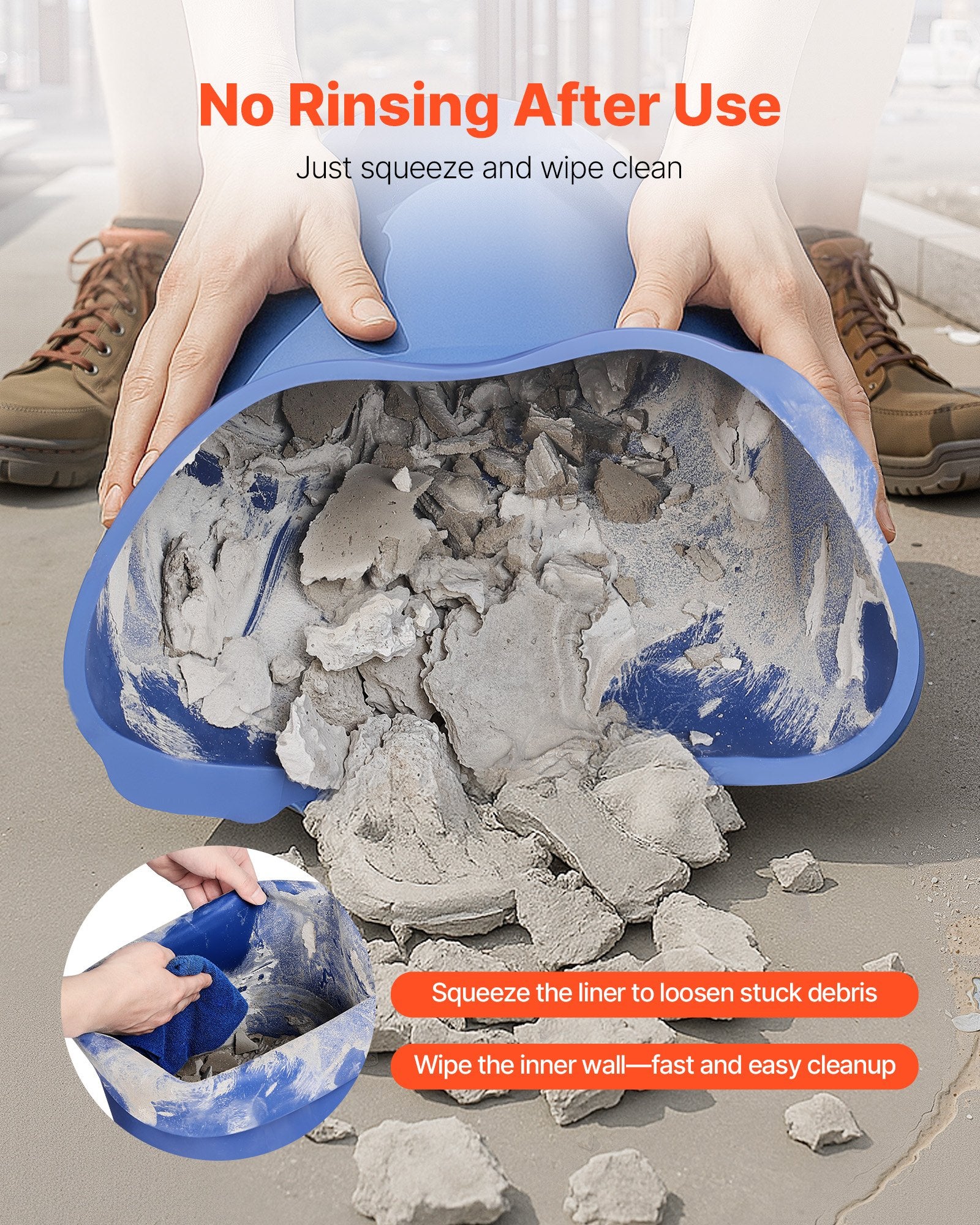 VEVOR 18.9L Bucket Liner for Concrete Mix, Reusable Silicone Mortar Bucket Liner for Thinset Paint Concrete Epoxy Mixing, Heavy-duty Grout Mixer Insert Tool with Graduated Measurements, Blue