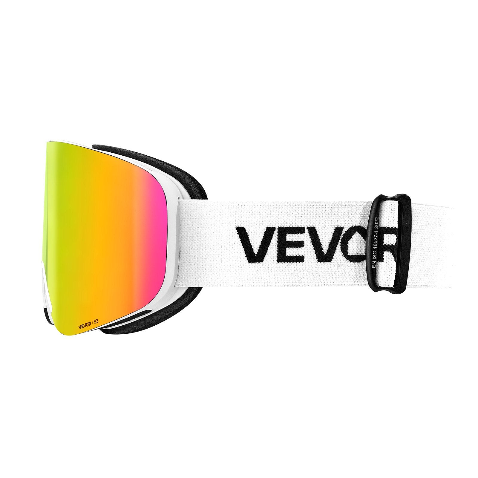VEVOR Frameless Ski Goggles, Magnet Cylindrical Lens with Pink Revo Coating, OTG Anti fog Snow Goggles for Men Women Youth, TPU Frame & Ventilation Structure, Fit for Skiing, Skating, Snowboarding