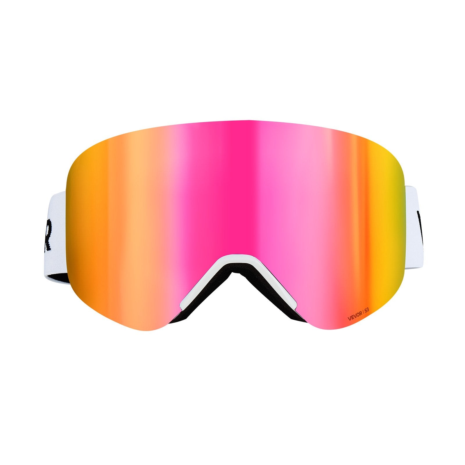 VEVOR Frameless Ski Goggles, Magnet Cylindrical Lens with Pink Revo Coating, OTG Anti fog Snow Goggles for Men Women Youth, TPU Frame & Ventilation Structure, Fit for Skiing, Skating, Snowboarding