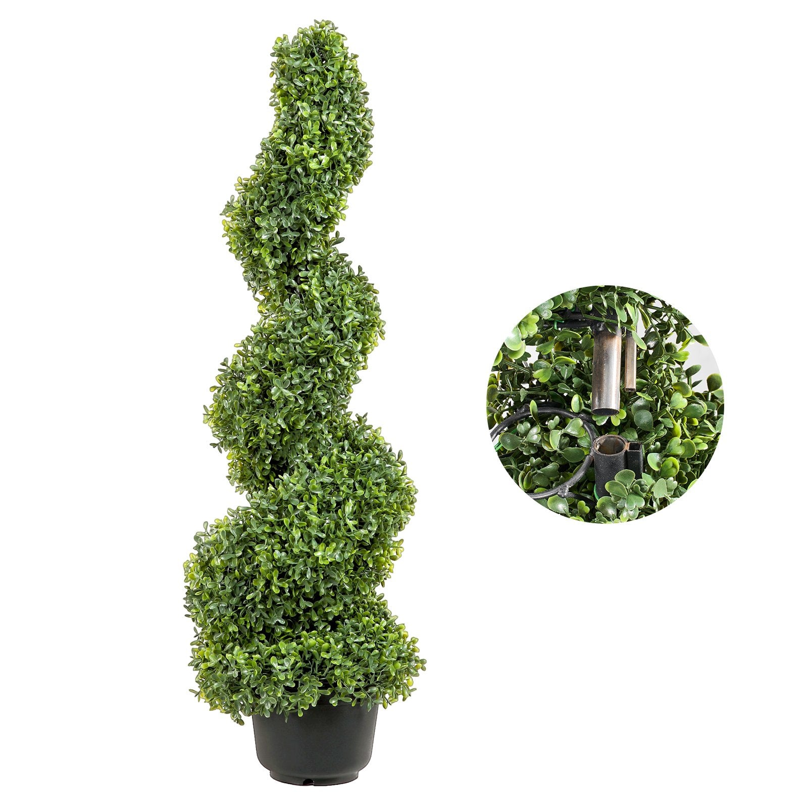 VEVOR Artificial Topiaries Boxwood Trees, 7.6cm Tall 2 Pieces Faux Topiary Plant Outdoor, All-year Green Feaux Plant w/ Replaceable Leaves for Decorative Indoor/Outdoor/Garden
