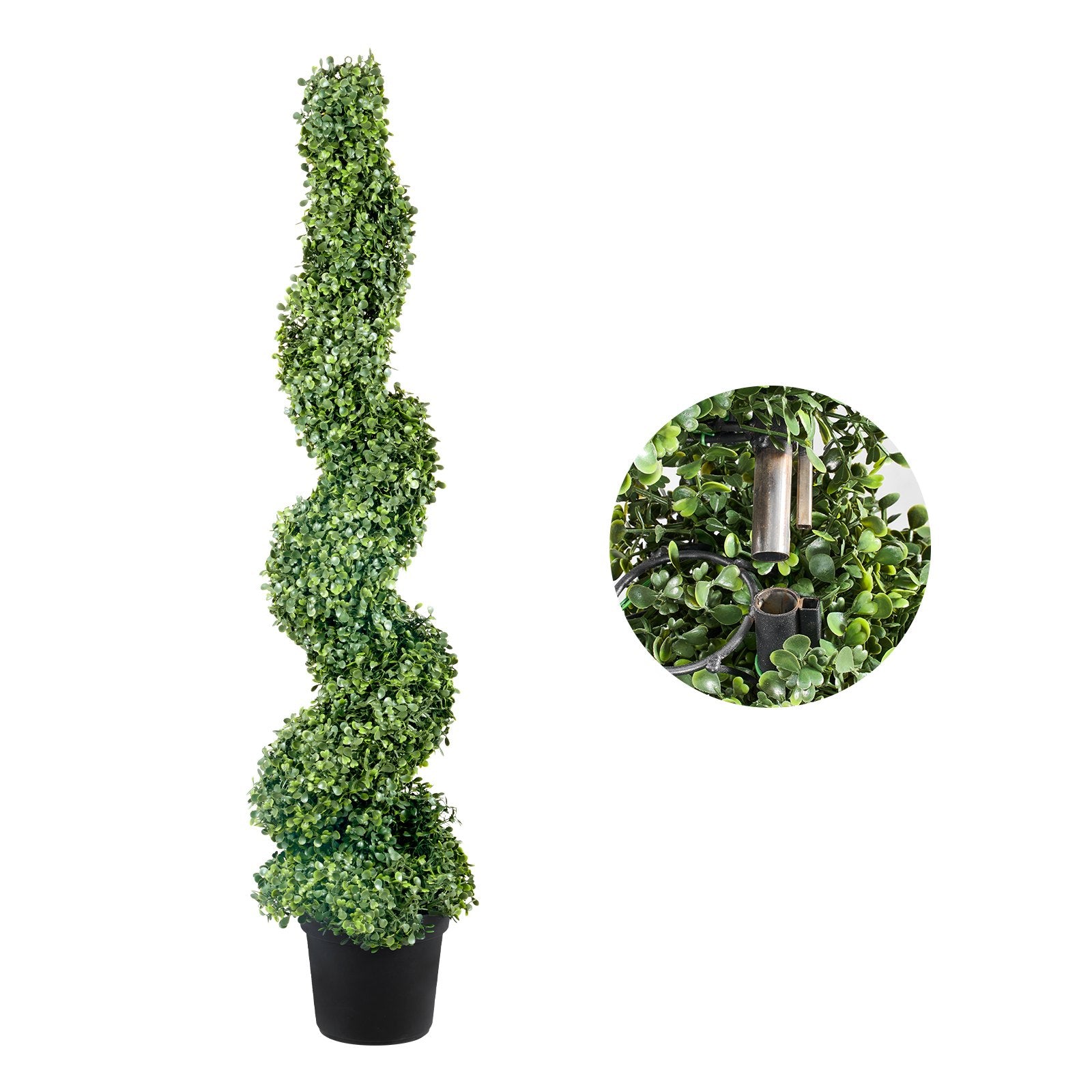 VEVOR Artificial Topiaries Boxwood Trees, 10cm Tall 2 Pieces Faux Topiary Plant Outdoor, All-year Green Feaux Plant w/ Replaceable Leaves for Decorative Indoor/Outdoor/Garden