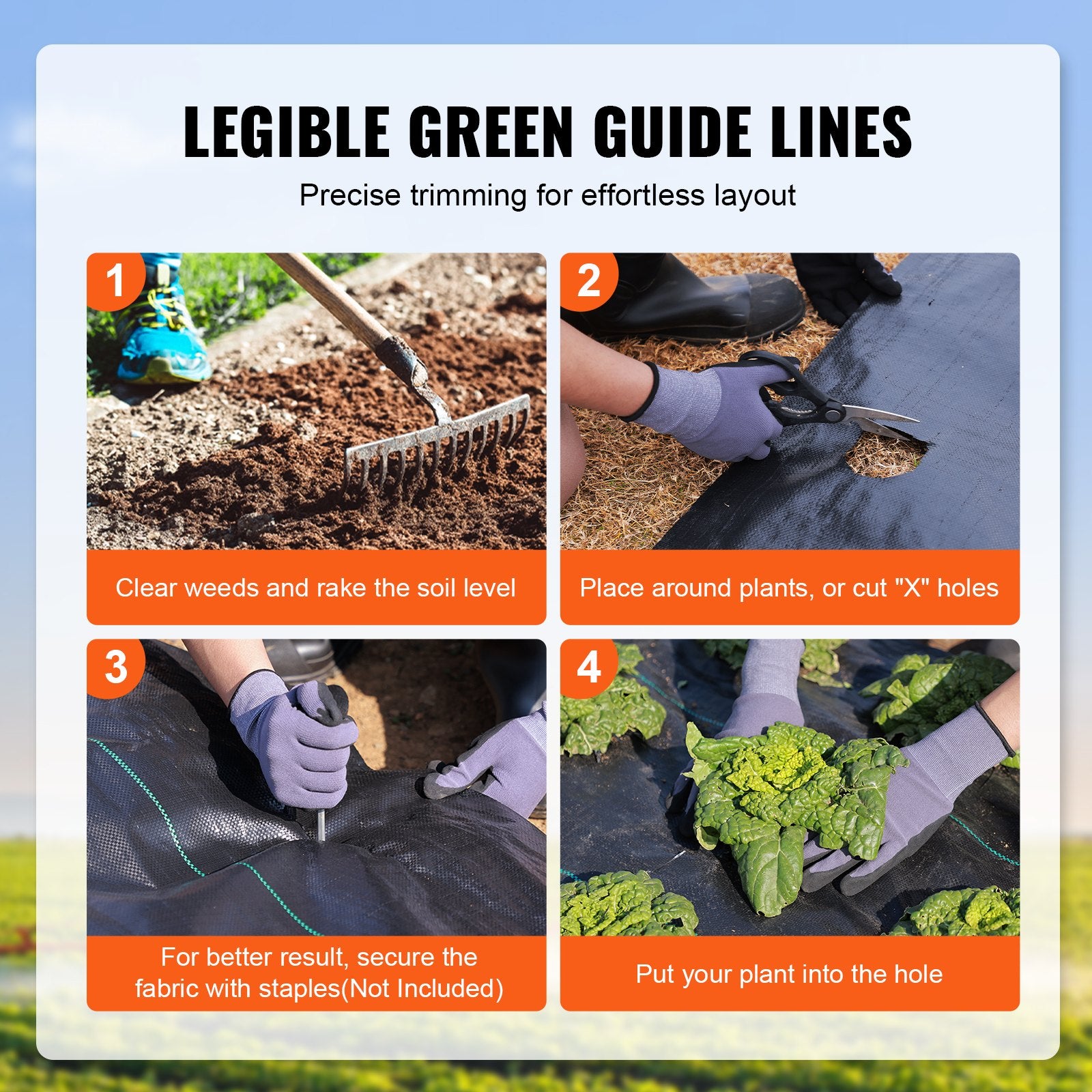 VEVOR Weed Barrier Landscape Fabric, 6.5*330FT Heavy Duty Garden Weed Fabric, Woven PP Weed Control Fabric, Driveway Fabric, Geotextile Fabric for Landscaping, Ground Cover, Weed Blocker Weed Mat