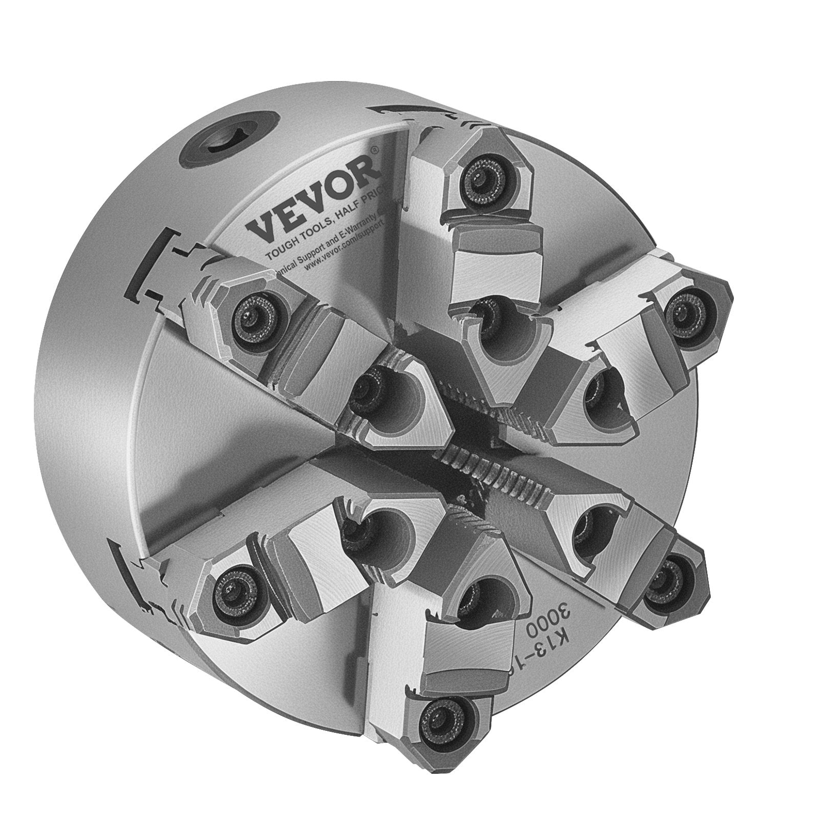 VEVOR 6-Jaw Lathe Chuck, 6 Inch 160 mm , Self-Centering Chuck with D1-4 Cam Lock Backing Plate, 0.12-5.71 in 3-145 mm Clamping Range with T-wrench Screws, HT300 Material, for Wood Metal Lathe