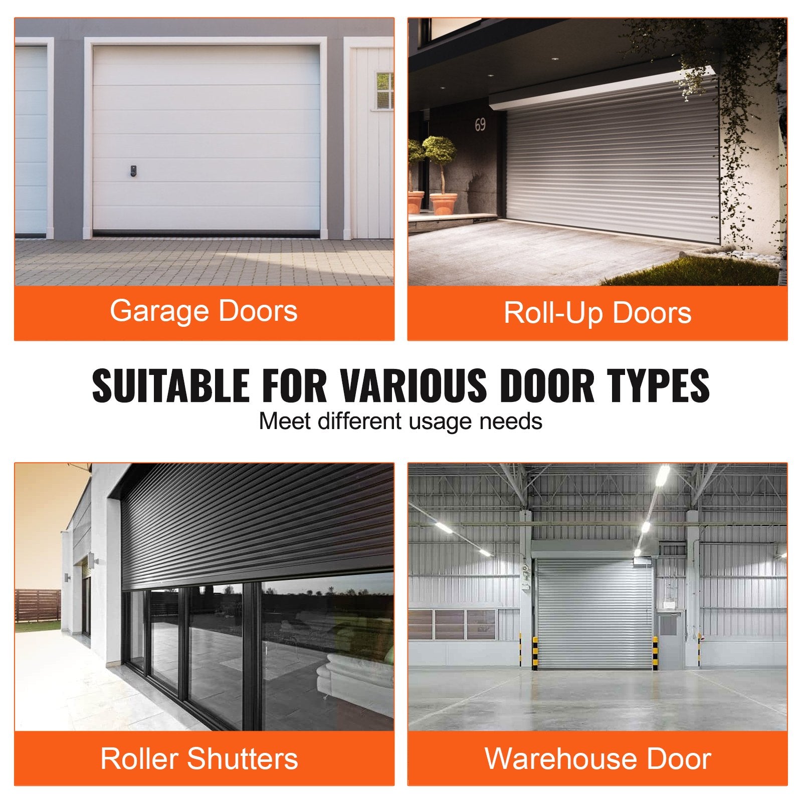 VEVOR Garage Door Seals Bottom Rubber, U Shape +O Ring Combination Garage Door Bottom Weather Seal, 10ft Weatherproofing Garage Door Seal, 5/16 inch T-ends and 3 3/4 inch Width, for Doors, Black