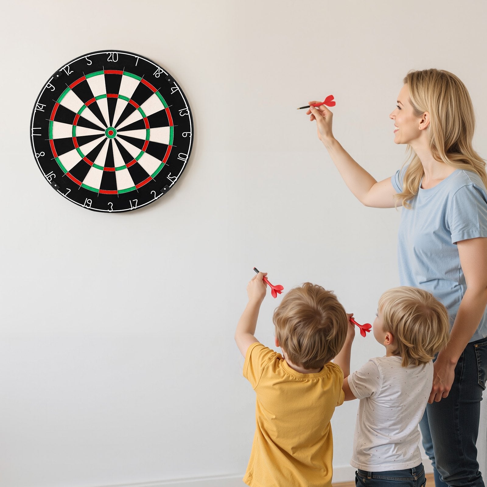 VEVOR Dart Board, High-Grade Self-Healing Sisal Fiber Dartboard with Staple-Free Bullseye, Blade Wire & Rotating Number Ring, 450mm Professional Dartboard for Home Party Game Room Darts Not Included