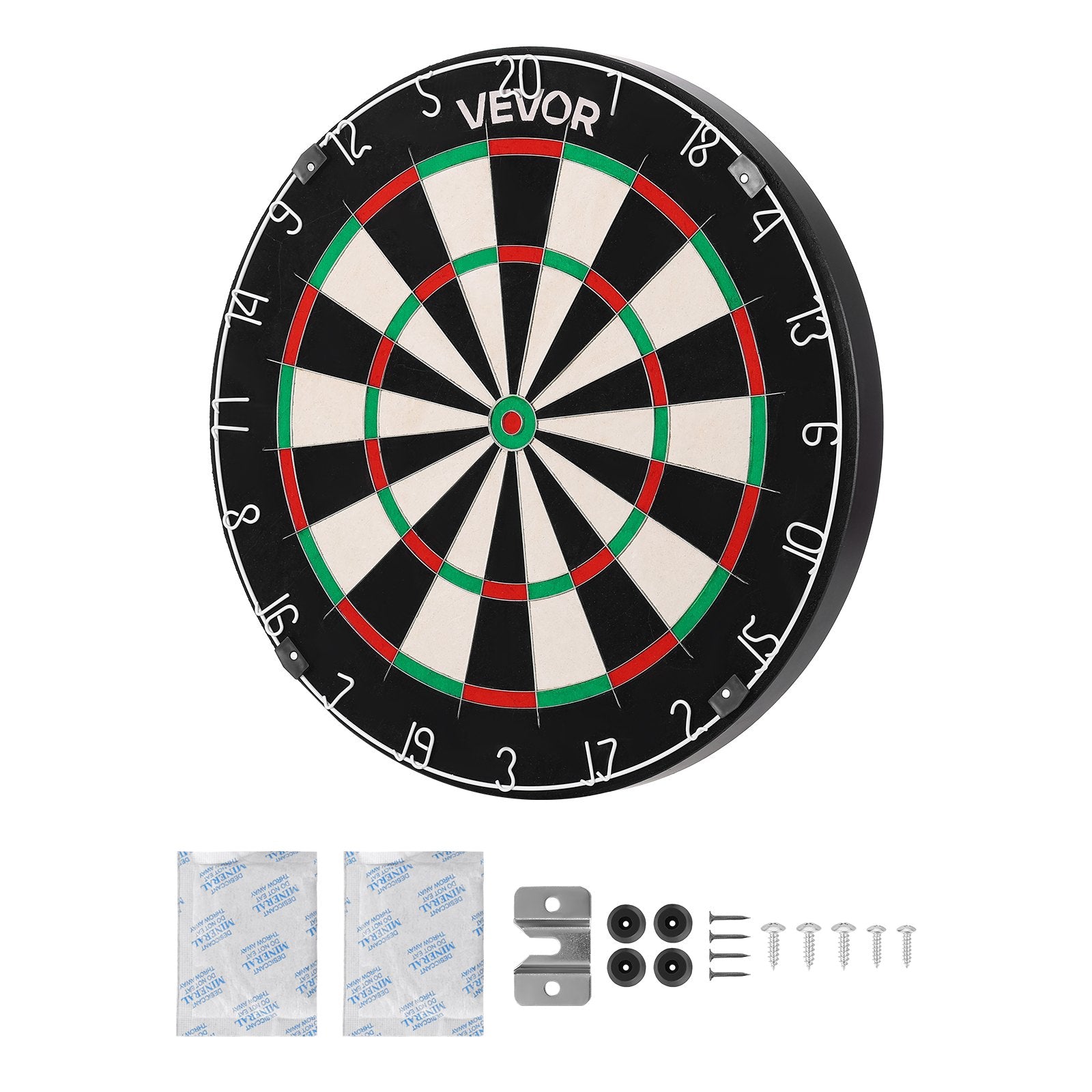 VEVOR Dart Board, High-Grade Self-Healing Sisal Fiber Dartboard with Staple-Free Bullseye, Blade Wire & Rotating Number Ring, 450mm Professional Dartboard for Home Party Game Room Darts Not Included