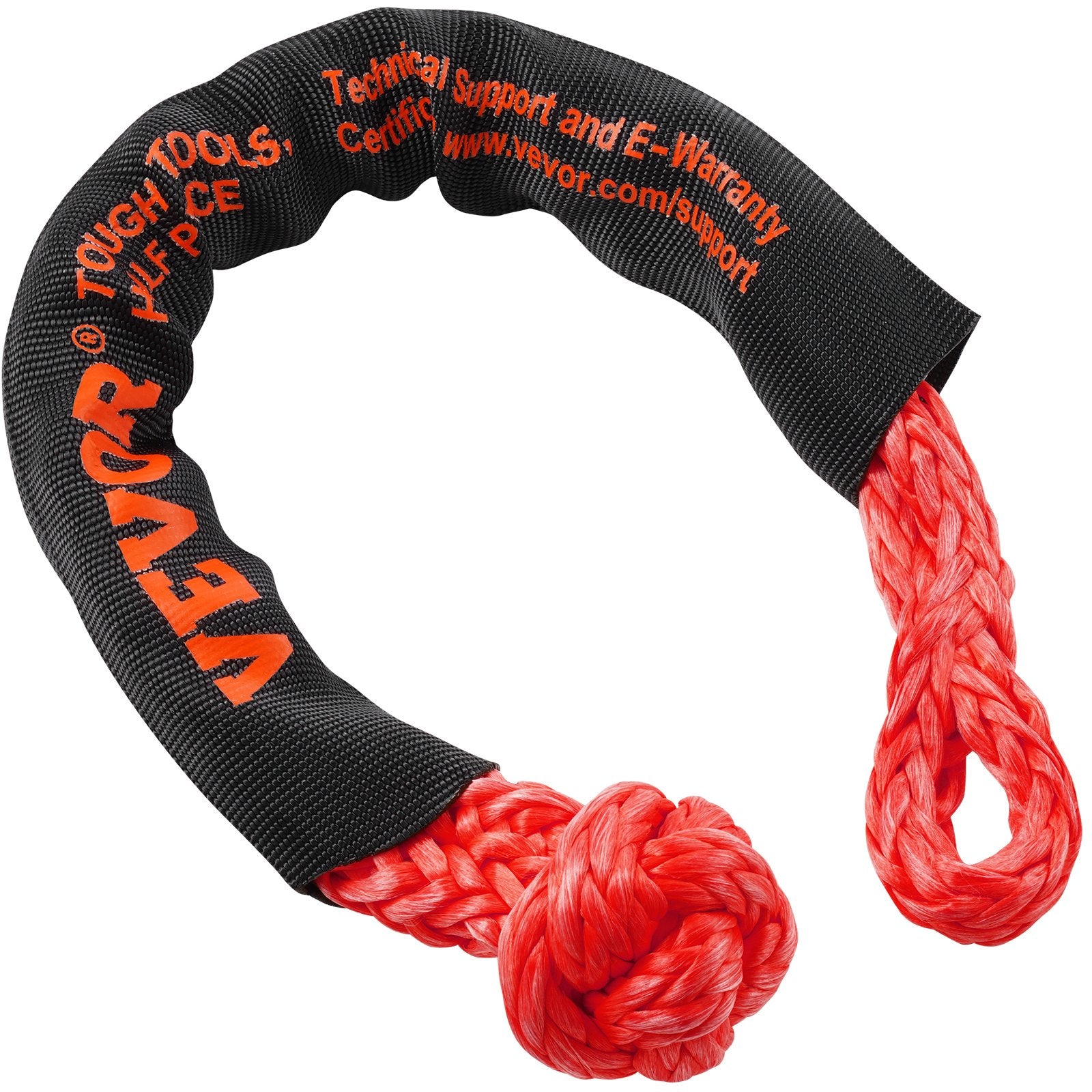 VEVOR Synthetic Soft Shackle Rope, 2 Pack 12.7 x 558.8 mm 20 Ton Breaking Strength Recovery Tow Shackles with Extra 2 Sleeves and Storage Bag for UTV, ATV, Trucks, Jeep, Off-Road Vehicles Towing, Red