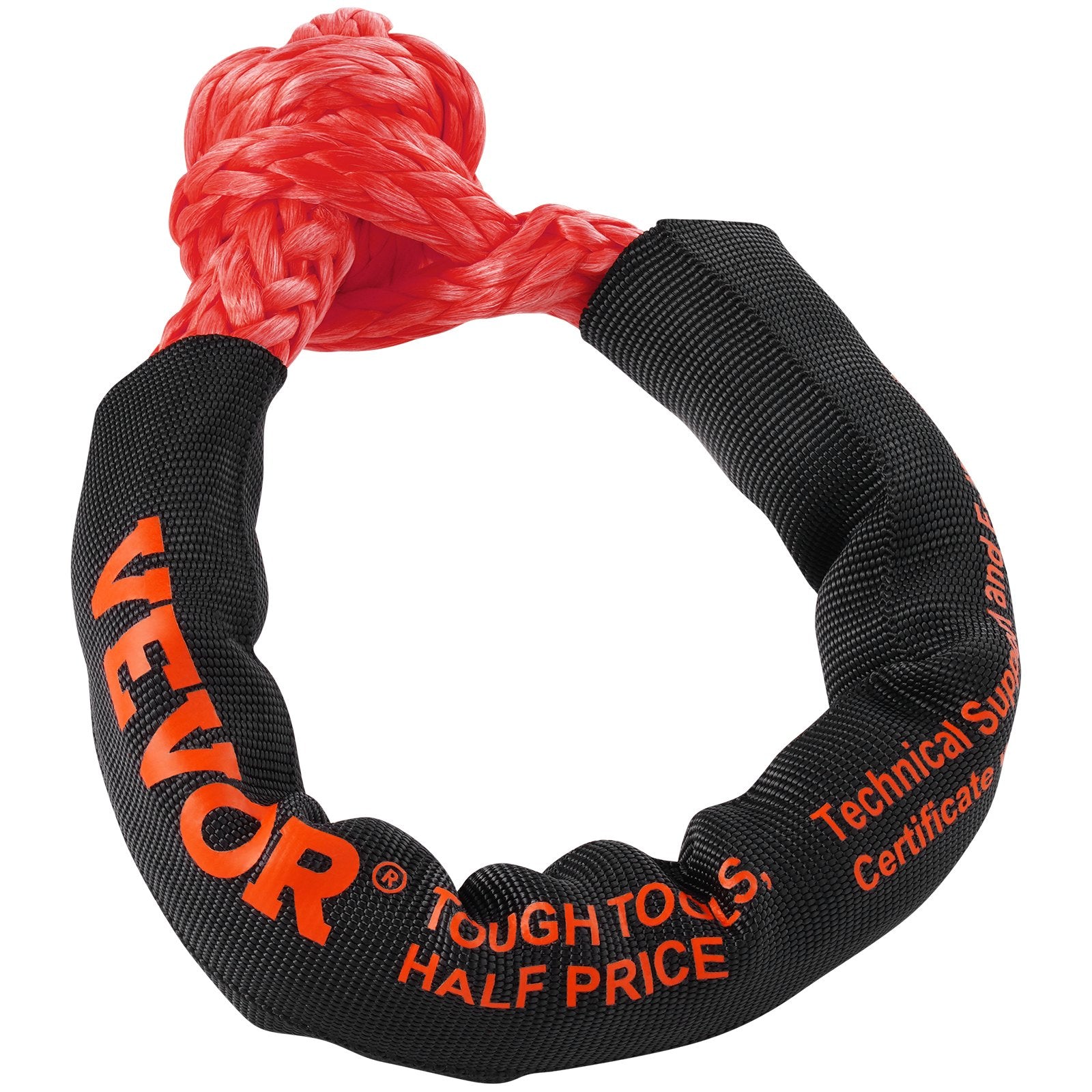 VEVOR Synthetic Soft Shackle Rope, 2 Pack 12.7 x 558.8 mm 20 Ton Breaking Strength Recovery Tow Shackles with Extra 2 Sleeves and Storage Bag for UTV, ATV, Trucks, Jeep, Off-Road Vehicles Towing, Red