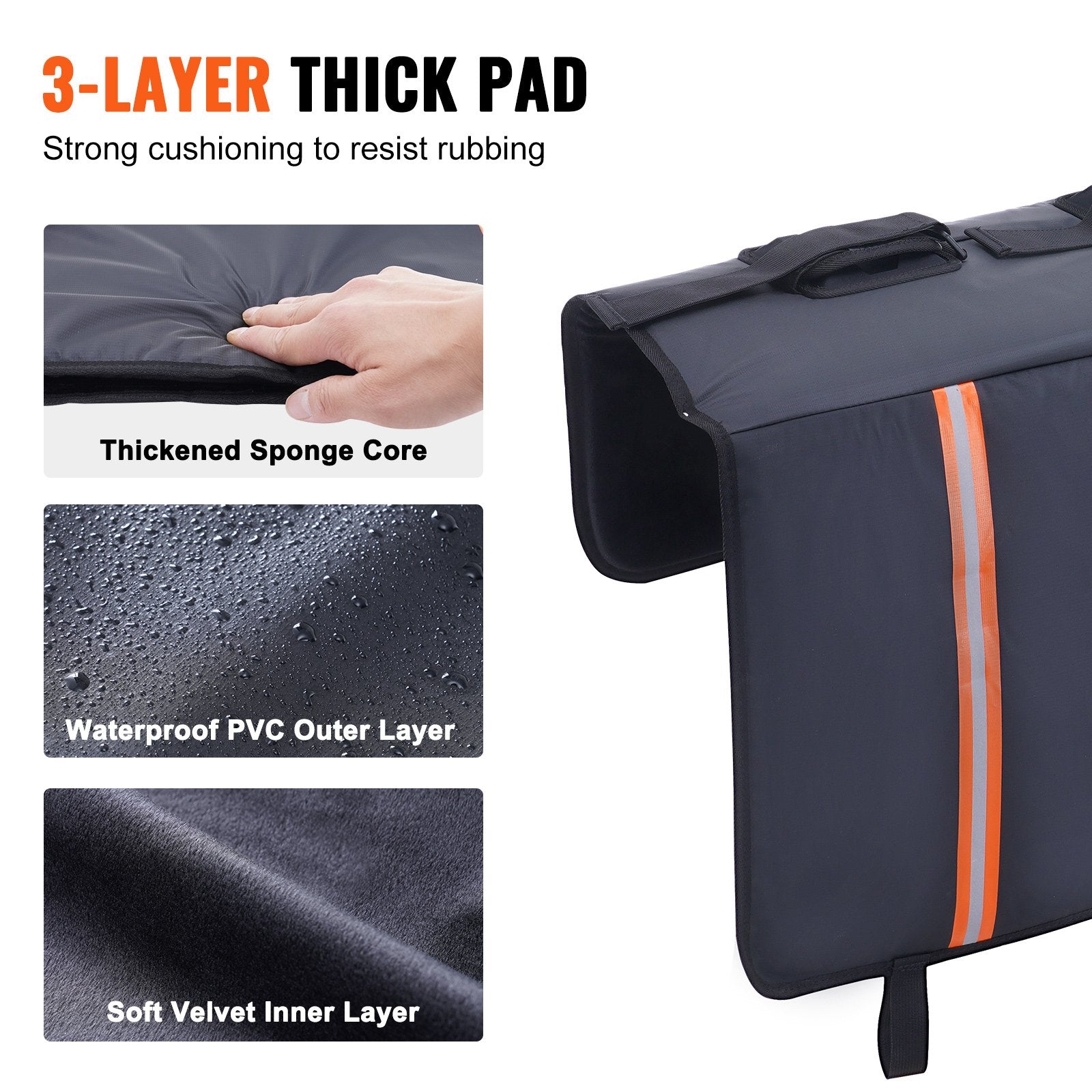 VEVOR Tailgate Bike Pad, 62" Truck Tailgate Pad Carry 6 Mountain Bikes, Upgraded Grooves Tailgate Protection Pad with Reflective Strips and Tool Pockets, with Camera Opening for Most Pickup Trucks