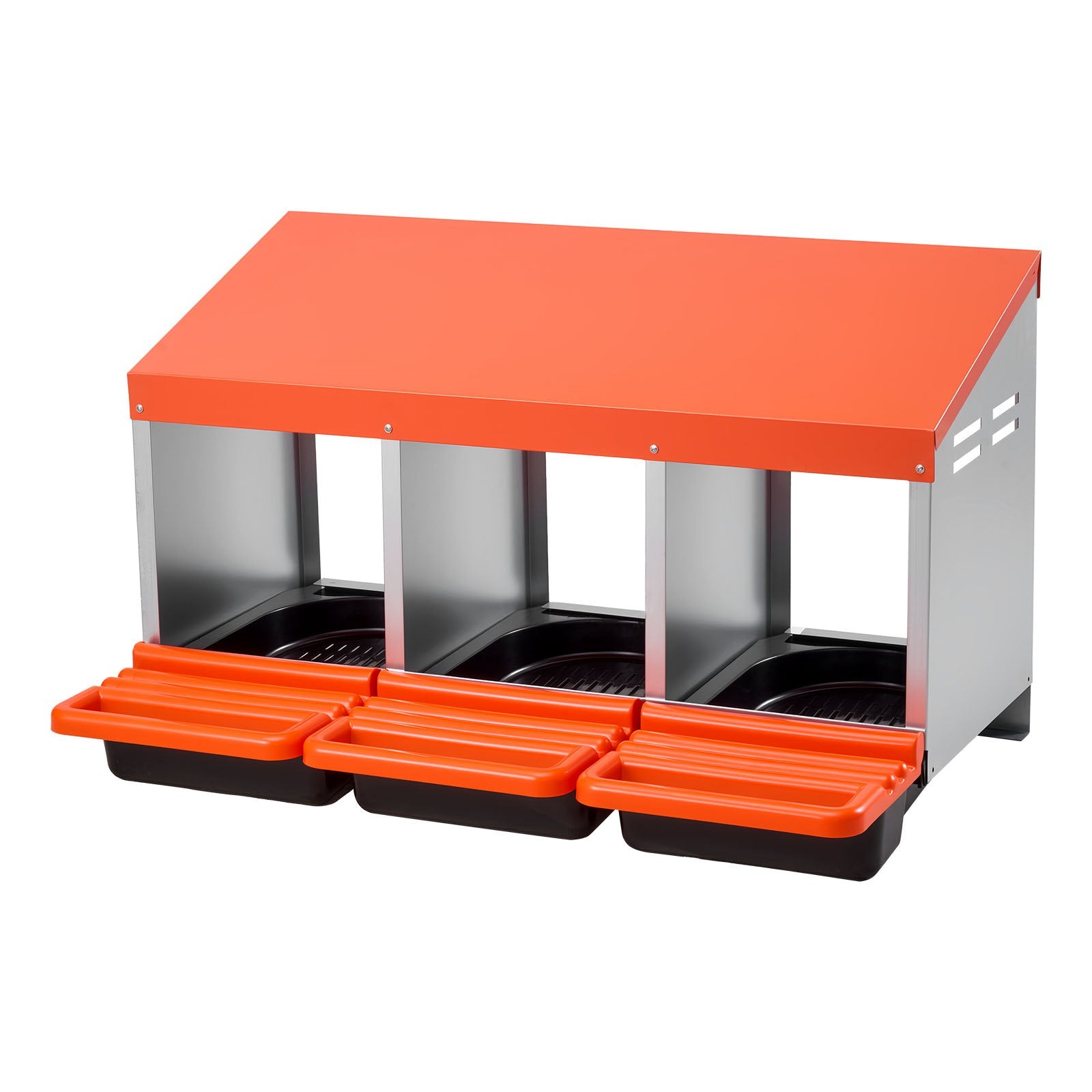 VEVOR Chicken Nest Box, 3-Compartment, 15 to 30 in Stable & Corrosion-Resistant Metal Nesting Boxes with Inclined Nesting Boxes, Bottom Holes & Resting Platform, Fit for Different Chicken Breeds