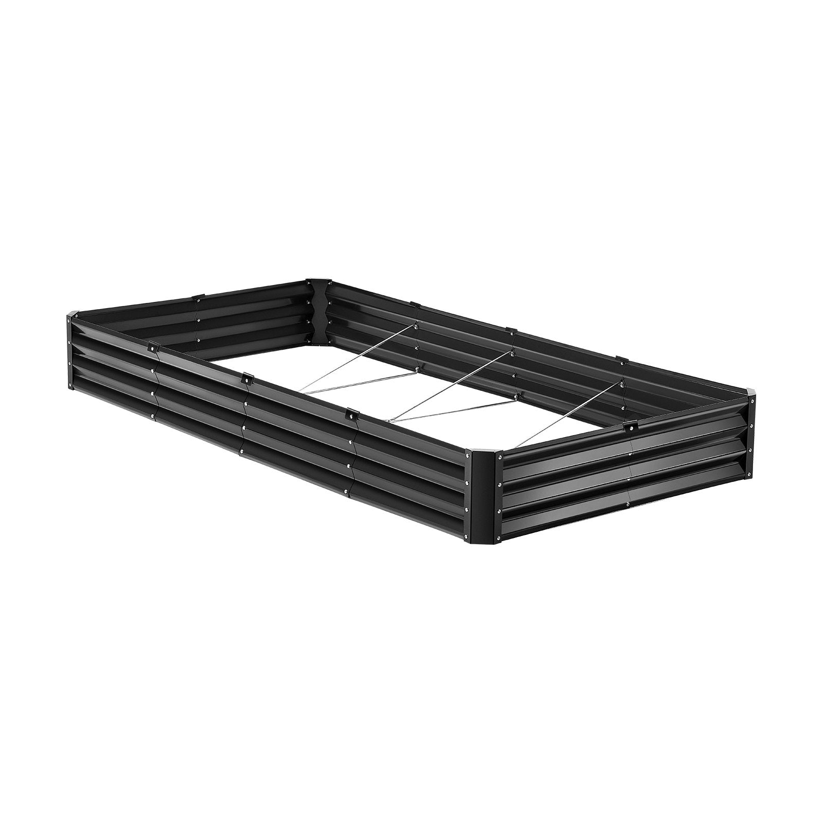 VEVOR Metal Raised Garden Bed, 8 x 4 x 1 ft Outdoor Galvanized Planter Box, with Open Bottom, Large Planter Raised Bed for Gardening Vegetables, Flowers, Herbs, and Succulent Plants, Dark Gray