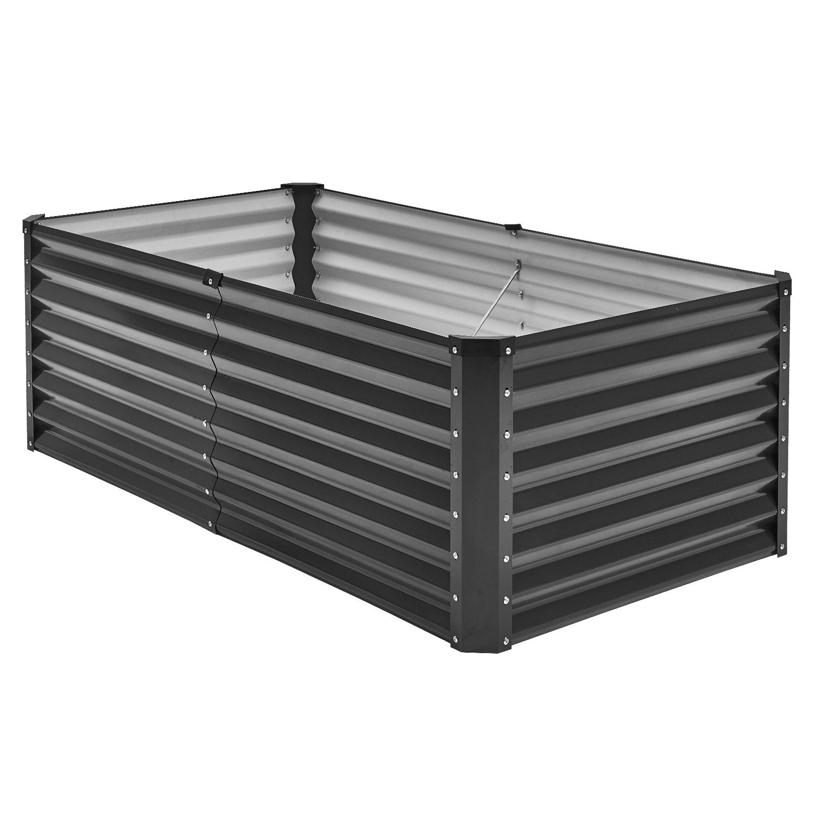 VEVOR Metal Raised Garden Bed, 6 x 3 x 2 ft Outdoor Galvanized Planter Box, with Open Bottom, Large Planter Raised Bed for Gardening Vegetables, Flowers, Herbs, and Succulent Plants, Dark Gray