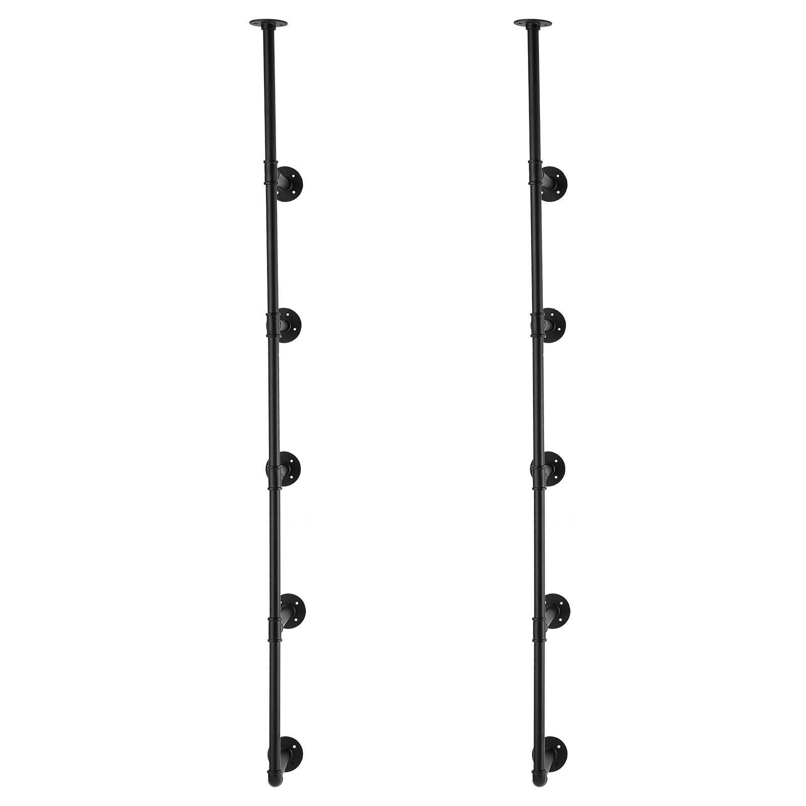VEVOR Industrial Pipe Shelf, 5 Tier 2PCS, 9.84in Applicable Board Width Wall-Mount Floating Rustic Wood Shelves Bracket Bookshelf,Storage Holder for Kitchen Bedroom Bathroom, Planks NOT Included