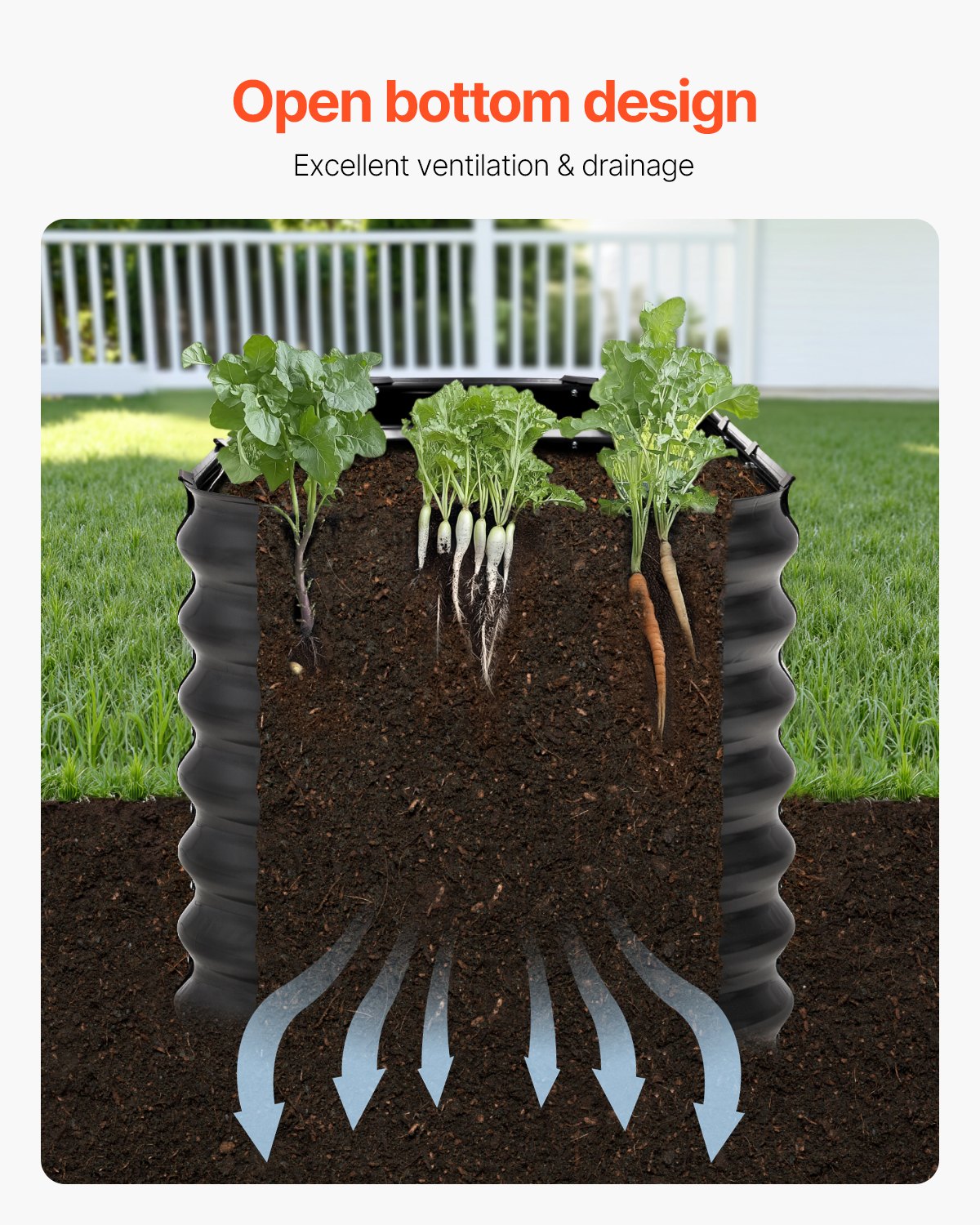 VEVOR Metal Raised Garden Bed, 8 x 2 x 2 ft Outdoor Galvanized Planter Box, with Open Bottom, Large Oval Planter Raised Bed for Gardening Vegetables, Flowers, Herbs, and Succulent Plants, Dark Gray
