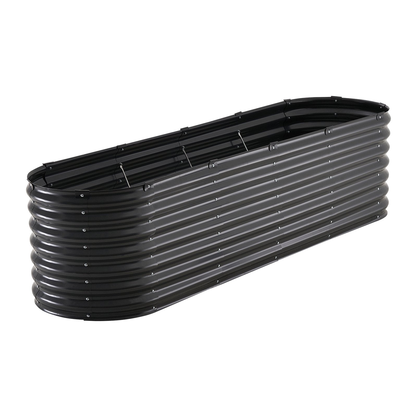 VEVOR Metal Raised Garden Bed, 8 x 2 x 2 ft Outdoor Galvanized Planter Box, with Open Bottom, Large Oval Planter Raised Bed for Gardening Vegetables, Flowers, Herbs, and Succulent Plants, Dark Gray