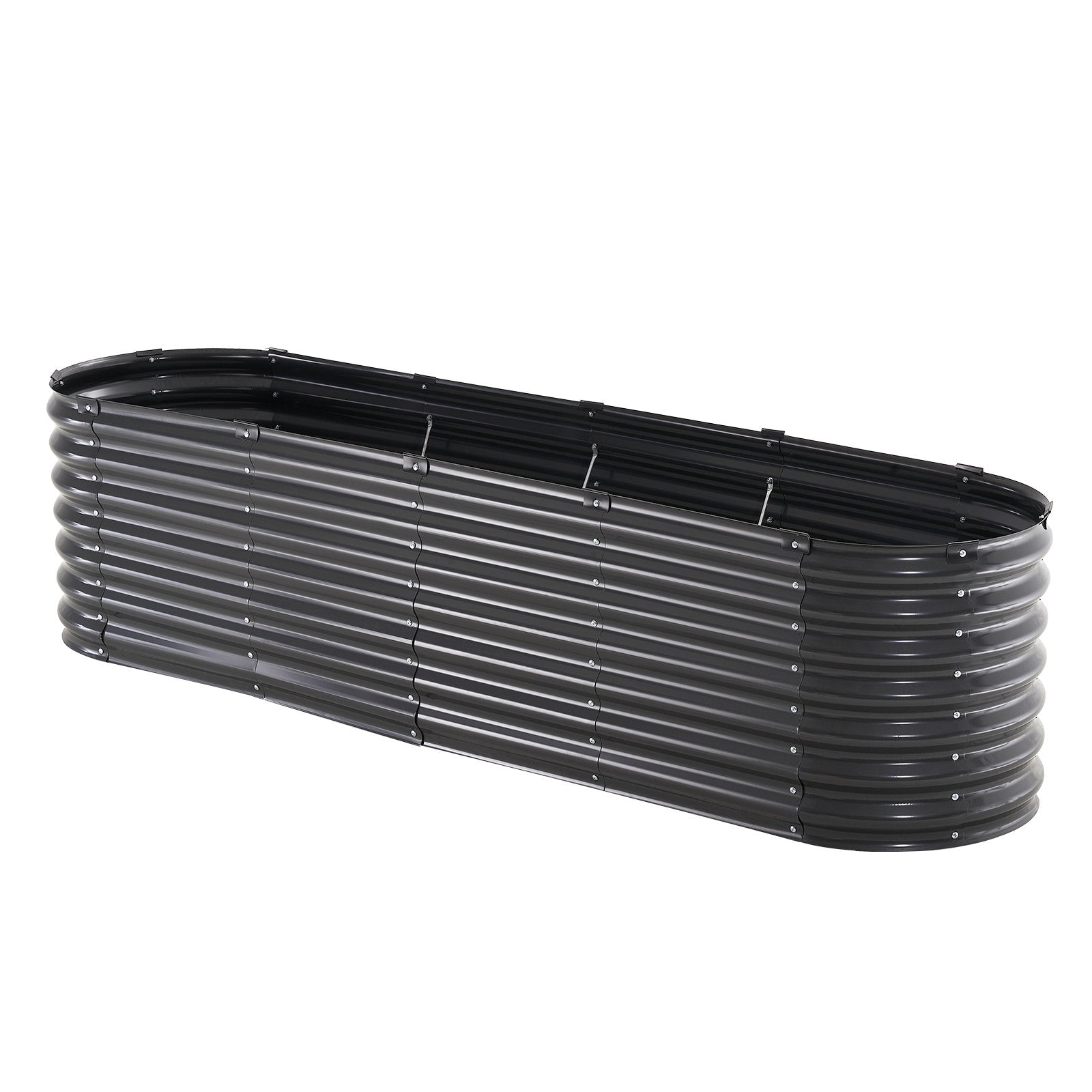 VEVOR Metal Raised Garden Bed, 8 x 2 x 2 ft Outdoor Galvanized Planter Box, with Open Bottom, Large Oval Planter Raised Bed for Gardening Vegetables, Flowers, Herbs, and Succulent Plants, Dark Gray