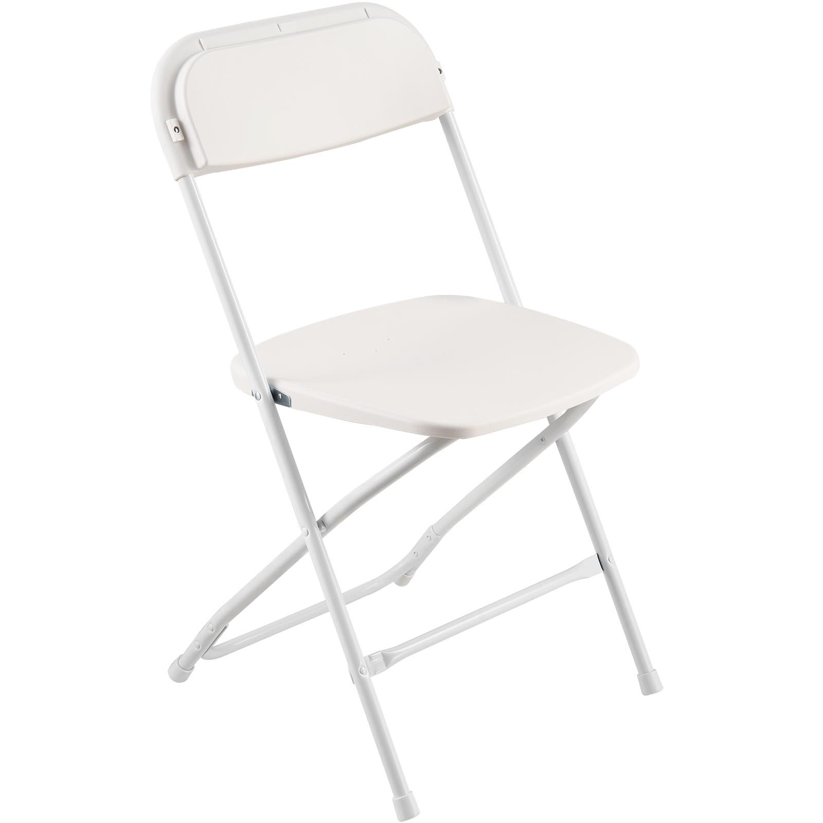 VEVOR 4 Pack Folding Chairs, Foldable Plastic Chairs with Heavy Duty Metal Frame, Portable Folding Card Table Chairs, Stackable Indoor Outdoor Seats for Home, Yard, Garden, Parties, Events, White