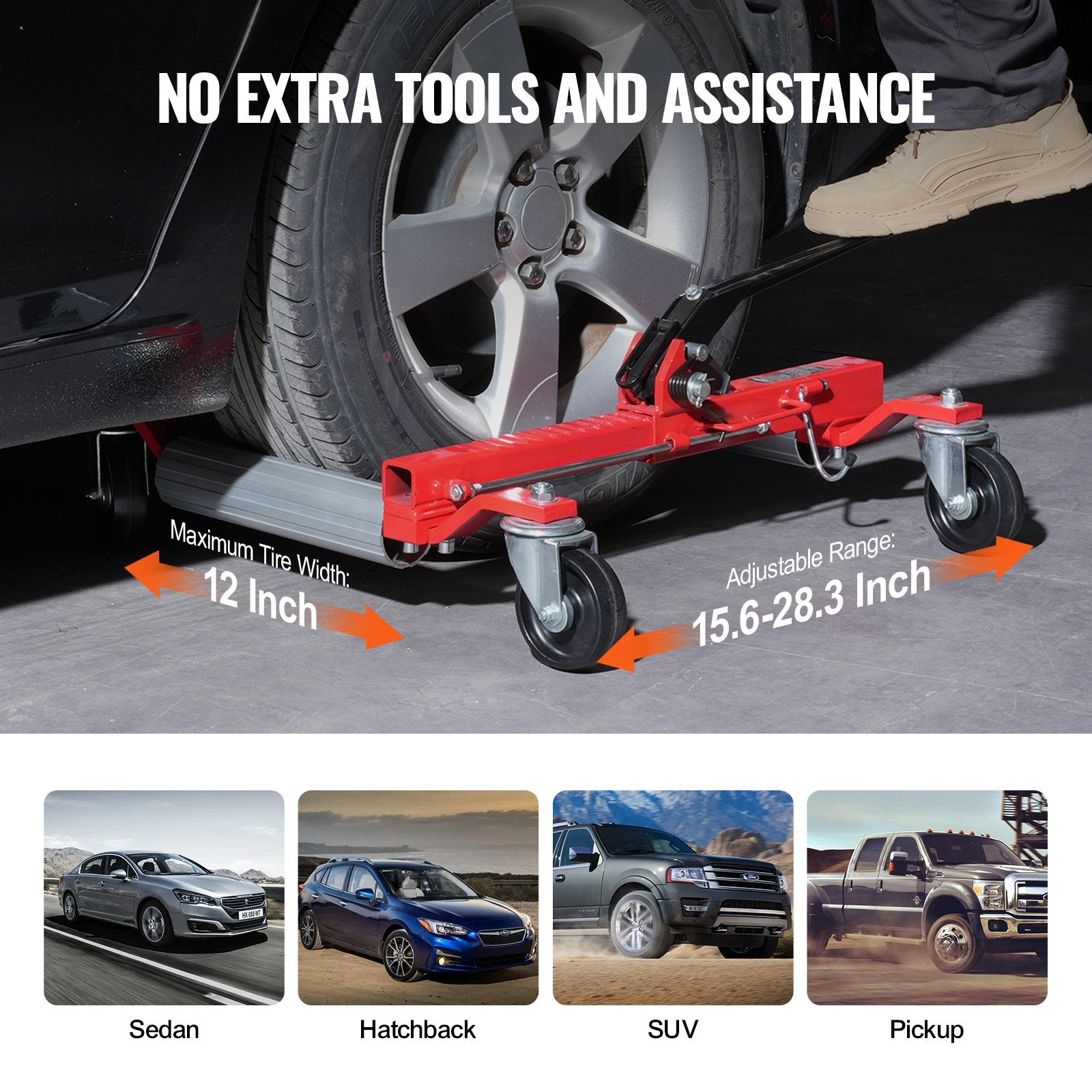 VEVOR Wheel Dolly, Max Capacity 1500 Lbs Car Dolly, Car Jack Dolly Lifter with 360° Rotatable Wheels, Heavy Duty Vehicle Positioning Ratchet Tire Jack, for Vehicle Car Auto Repair Moving