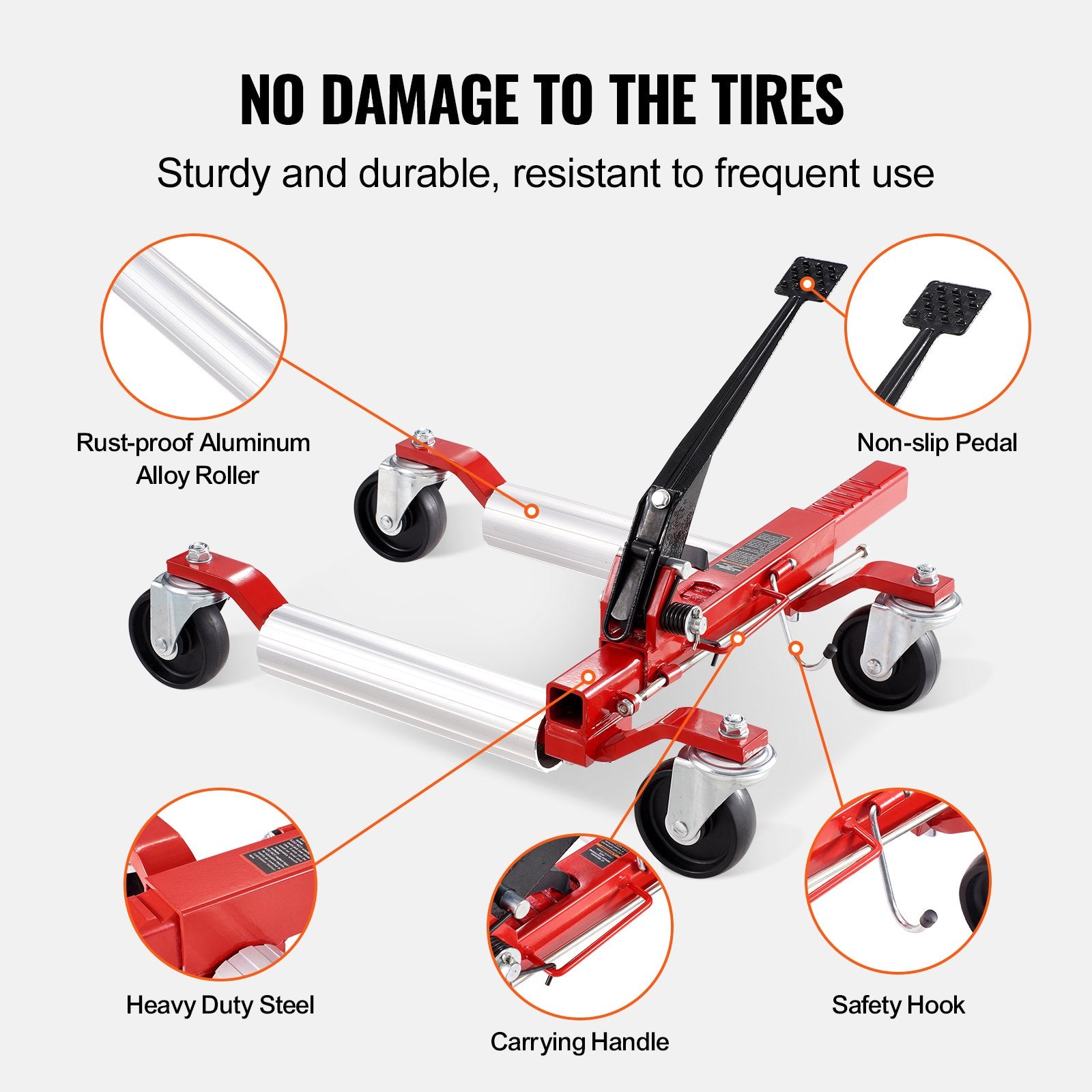VEVOR Wheel Dolly, Max Capacity 1500 Lbs Car Dolly, Car Jack Dolly Lifter with 360° Rotatable Wheels, Heavy Duty Vehicle Positioning Ratchet Tire Jack, for Vehicle Car Auto Repair Moving